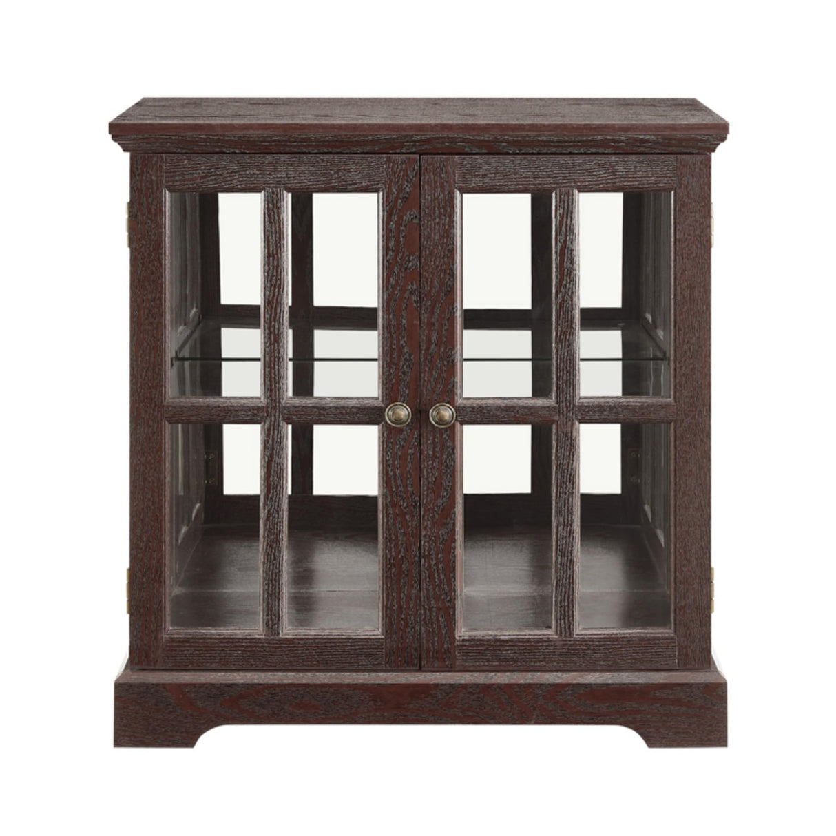 CKEASEAN 32" H LED Antique Curio Cabinet with Smartphone-Controlled, Lighted Glass Display Cabinet - Retro Lattice Door Showcase, Elegant Adjustable Shelves for Living Room (Dark Cherry) CKEASEAN