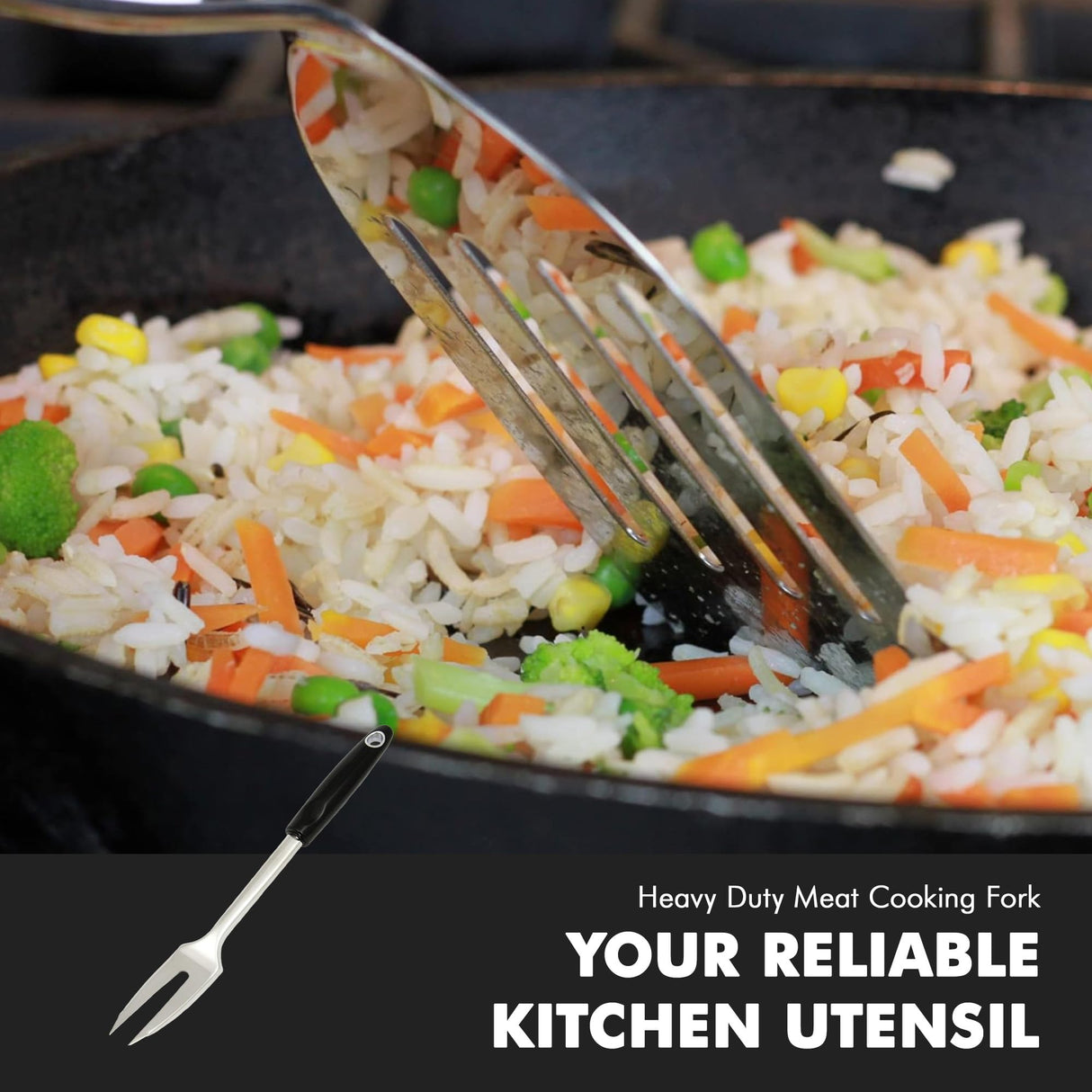 Chef Craft Select Meat Cooking Fork, 12 inch, Stainless Steel Chef Craft