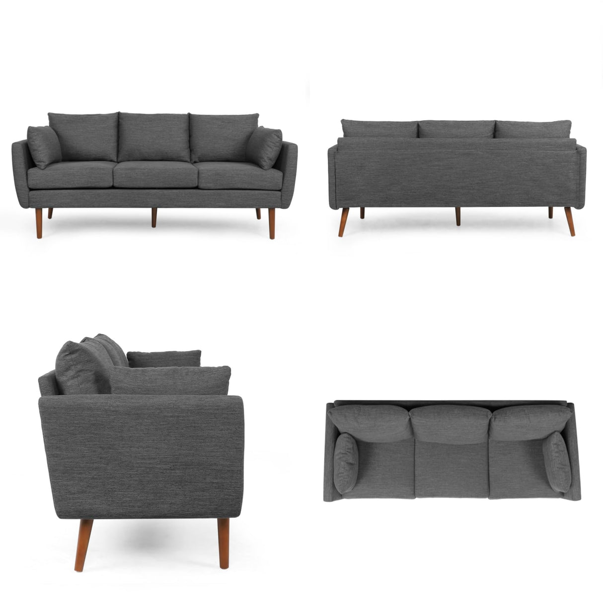 Merax 3 Seat Sofa, Upholstered Couch with Cushions, Comfy Indoor Furniture for Living Room, Apartment, Office, Charcoal Merax