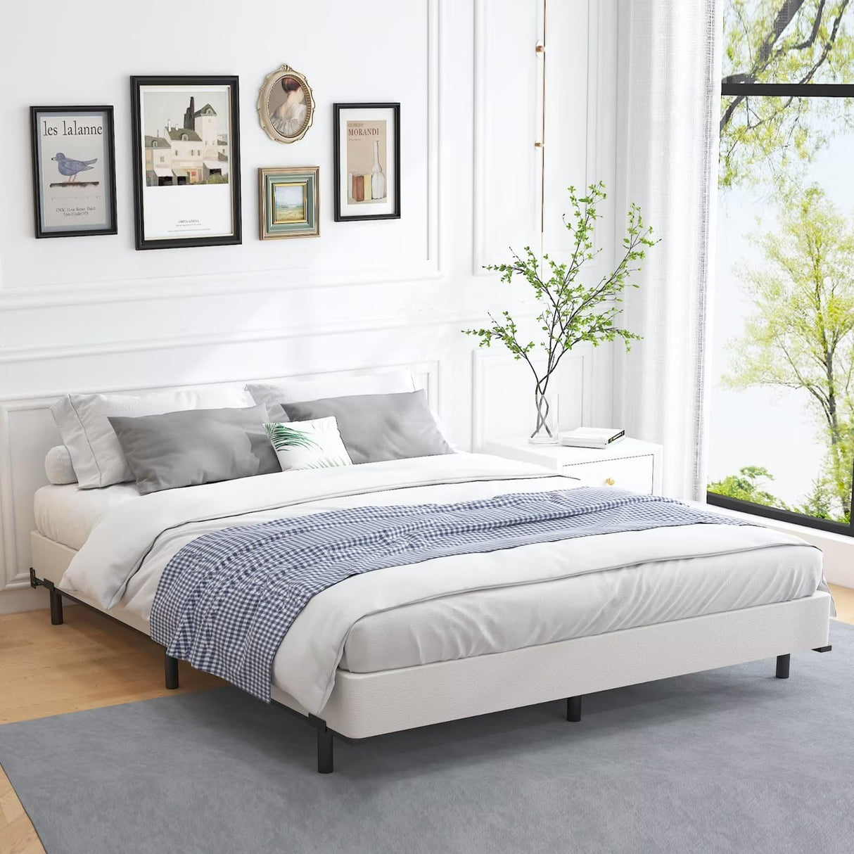 ALDRICH 5 Inch Heavy Duty Metal Box Spring Mattress Foundation 3000lbs Max Weight Capacity/Non-Slip/No Noise/Easy Assembly/Easy Clean Cover,King ALDRICH