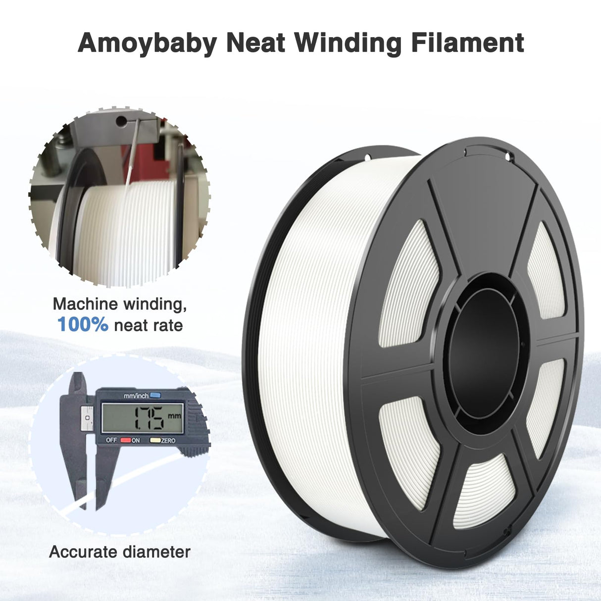 Amoybaby Silk Pearl White PLA Filament 1.75mm, Shiny Silk PLA Clog-Free 3D Printer Filament, Dimensional Accuracy +/- 0.03mm, 1kg(2.2lb), Fits for Most FDM 3D Printers Amoybaby