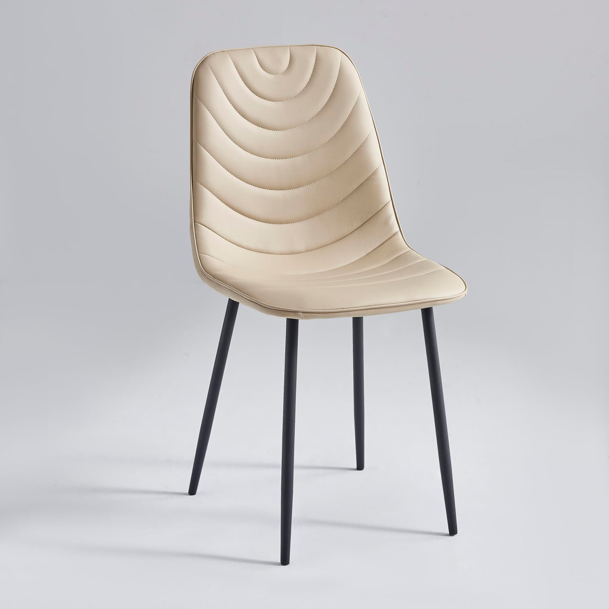 Anchorhome Modern 5-Piece 35.4" Round Glass Dining Room Table Set with Faux Leather Chairs for 4 Person - Space-Saving Kitchen Furniture for Small Apartments (5-PIECE(Beige)) Anchorhome