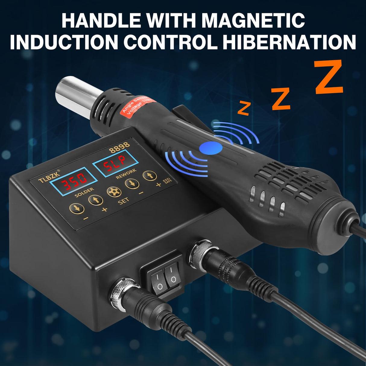 TLBZK Rework Soldering Station, 2 in 1 SMD Hot Air Solder Station and Soldering Iron Kit Heat Gun with Soldering Tips, Hot Air Nozzles, Tweezers TLBZK