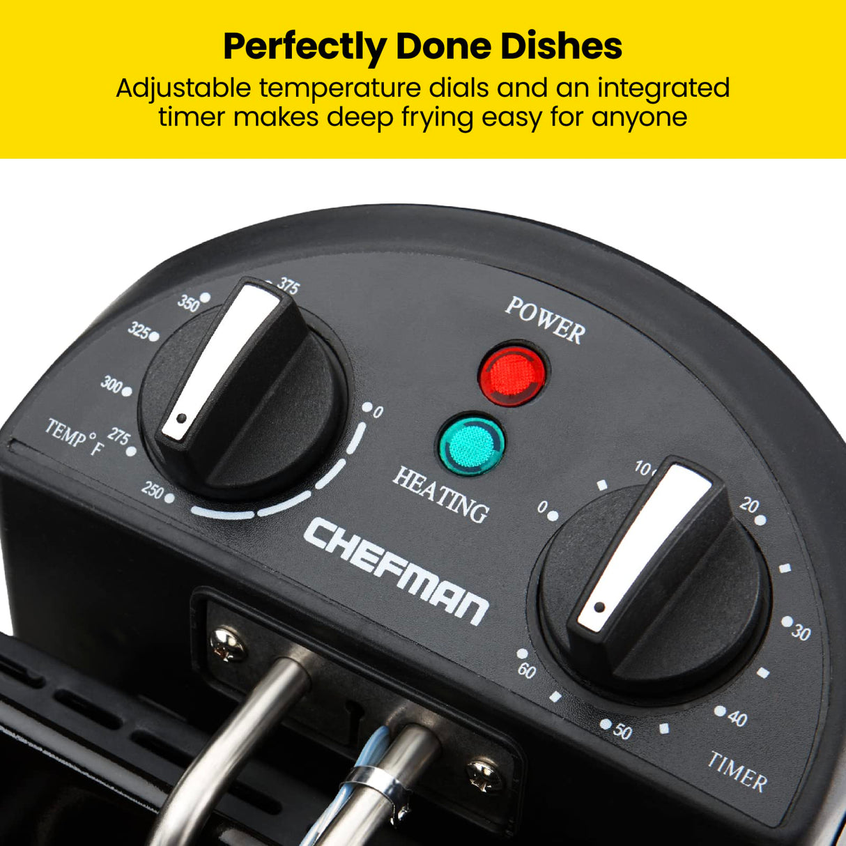 Chefman 4.5 Liter Deep Fryer w/Basket Strainer, XL Jumbo Size, Adjustable Temperature & Timer, Perfect for Fried Chicken, Shrimp, French Fries, Chips & More, Removable Oil-Container, Stainless Steel Chefman