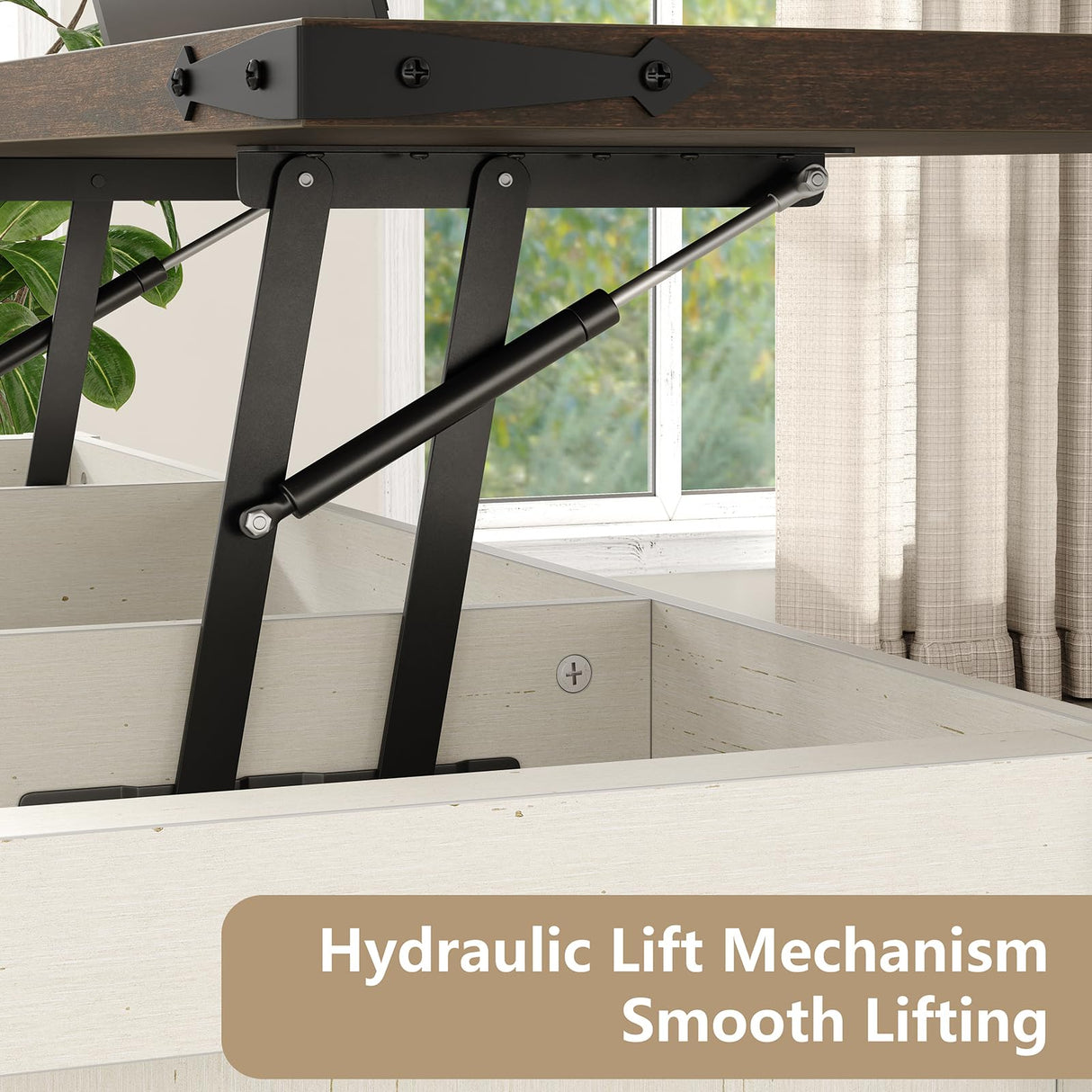 Furnihold Coffee Table 47.3'' Lift Top Coffee Table with Storage, Modern White Coffee Table with Sliding Barn Doors, Farmhouse & Rustic Rectangle Center Table for Living Room, Office, Brown Top Furnihold