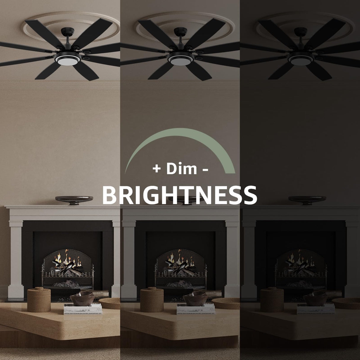 Fanbliss 72 Inch Black Large Ceiling Fans with Lights and Remote Control for Living Room, Modern Ceiling Fan with Quiet Reversible DC Motor, 3CCT, Dimmable LED for Garage, Patio, Indoor, Outdoor Fanbliss