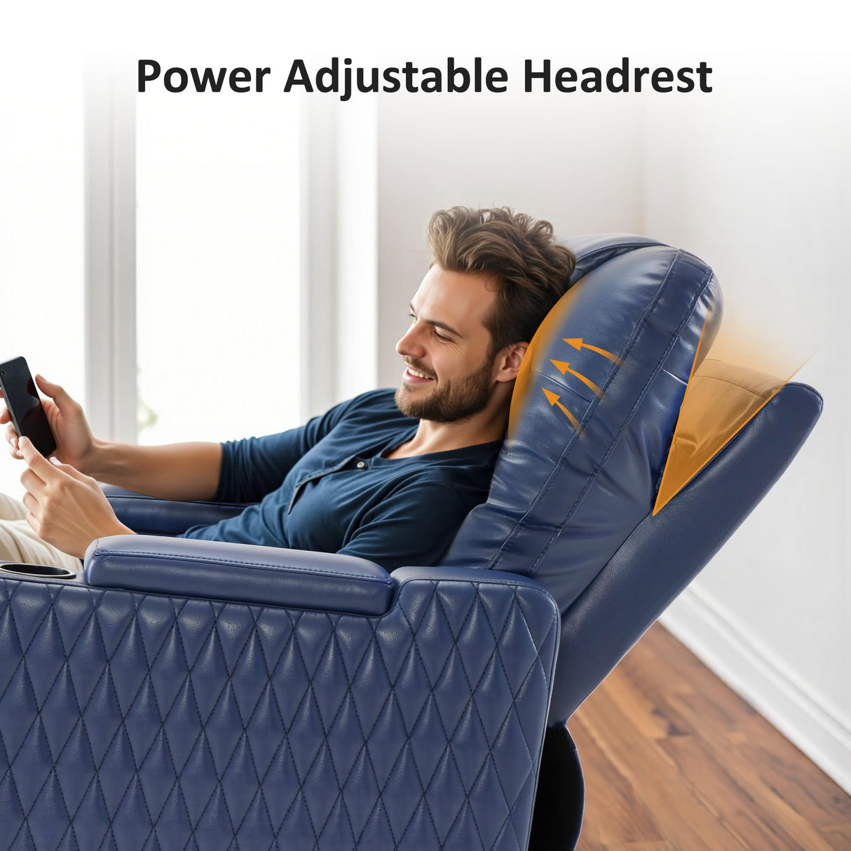 MCombo Zero Gravity Oversized Power Recliner Chair for Adults with Power Headrest & LED Light, Faux Leather Recliner Chair for Living Room & Home Theater, USB Port, Armrest Storage HTS401 MCombo