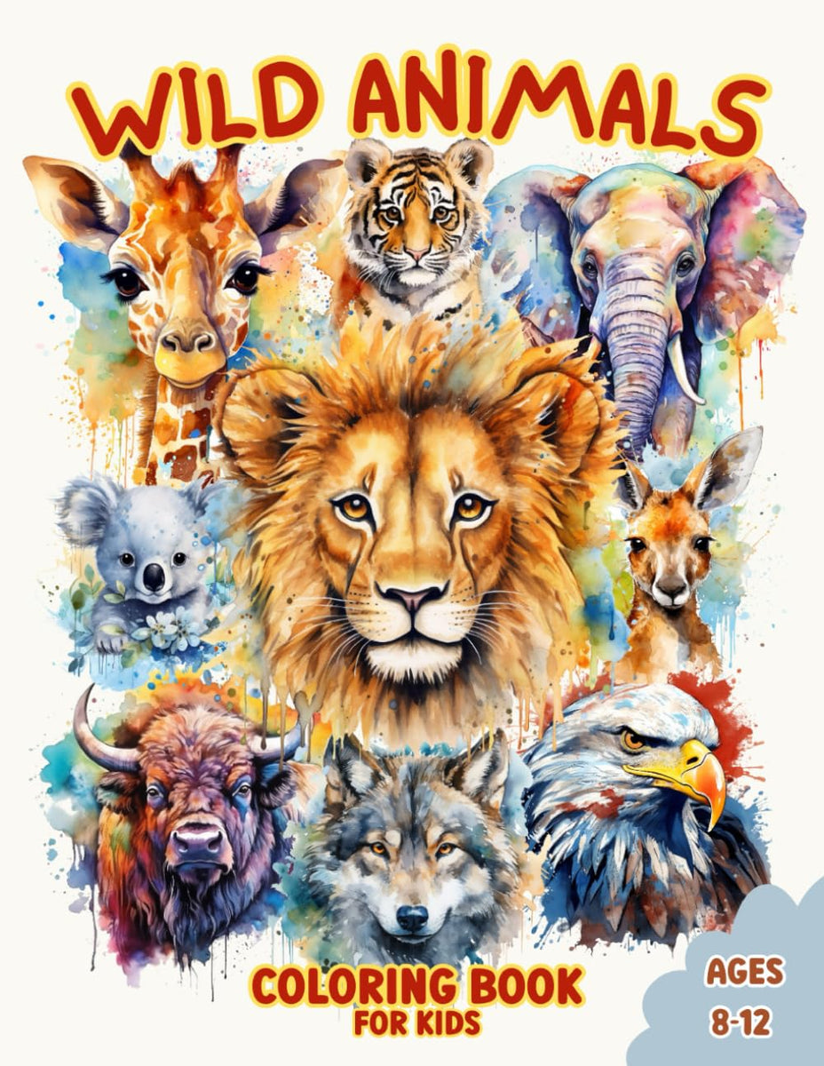 Wild Animals Coloring Book for Kids: Learn and Fun with Amazing Facts ...