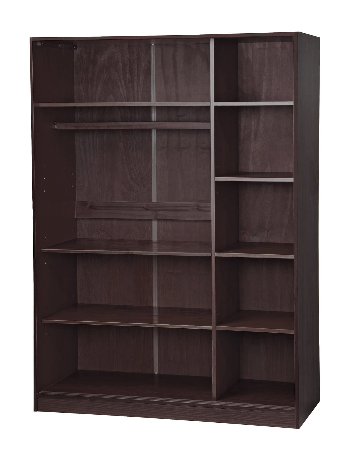Palace Imports 100% Solid Wood Wardrobe/Armoire/Closet with 3 Sliding Louvered Doors, Java. 5 Shelves Included, 52" w x 72" h x 22.5" d, Renewable Eco-Friendly Wood, Made in Brazil Palace Imports