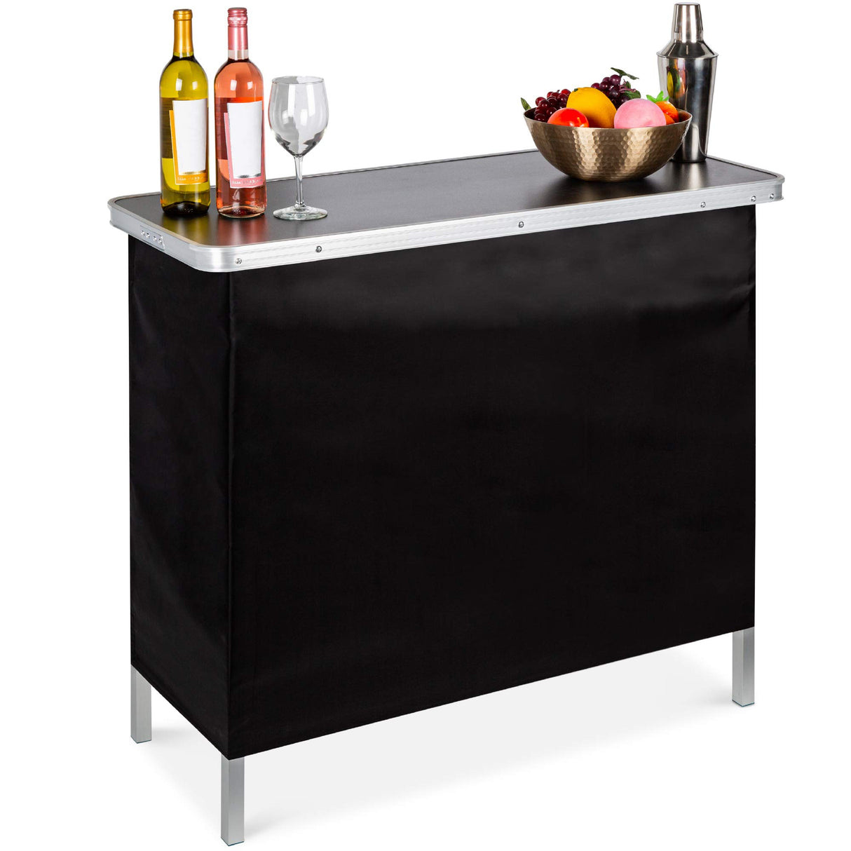 Best Choice Products Portable Pop-Up Bar Table for Indoor, Outdoor, Party, Picnic, Tailgate, Entertaining w/Carrying Case, Storage Shelf, Removable Skirt Best Choice Products