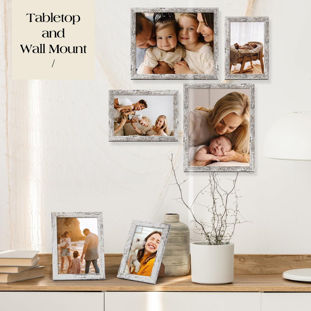 TWING Collage Picture Frames Wall Decor 10 Pack, Gallery Wall Rustic Picture Frame Set for Wall or Tabletop Display, Multi Sizes with Two 8x10, Four 5x7, and Four 4x6 Photo Frames TWING