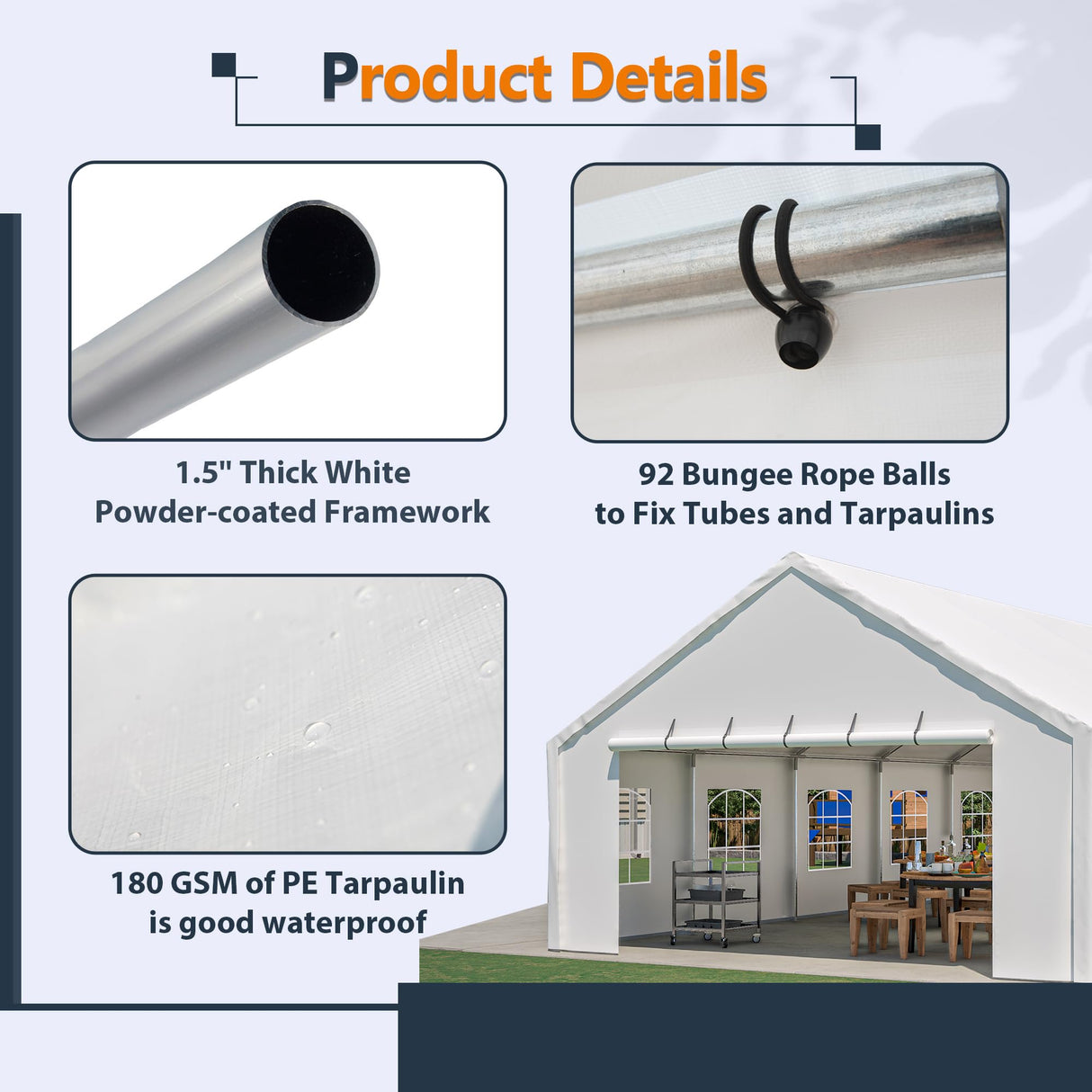 20x40ft Outdoor Heavy Duty Party Tent, Carport Wedding Event Shelter, Large Commercial Canopy with Removable Sidewalls, BBQ Wedding Tents with Storage Bags for Patio Garden Hohuqeri