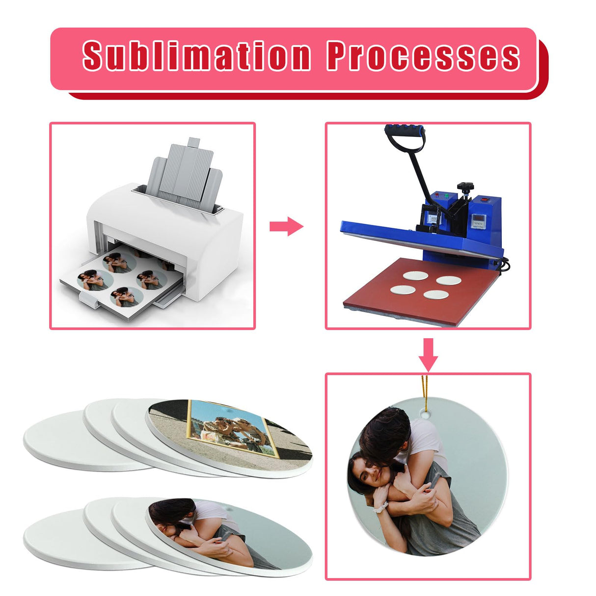 Sublimation Blanks Bulk Personalized Christmas Ornaments Set Ceramic Sublimation Ornaments White Ornaments for Christmas Tree Decorations Wedding Gifts Birthday Gifts for Women Men 3",25p AMONE