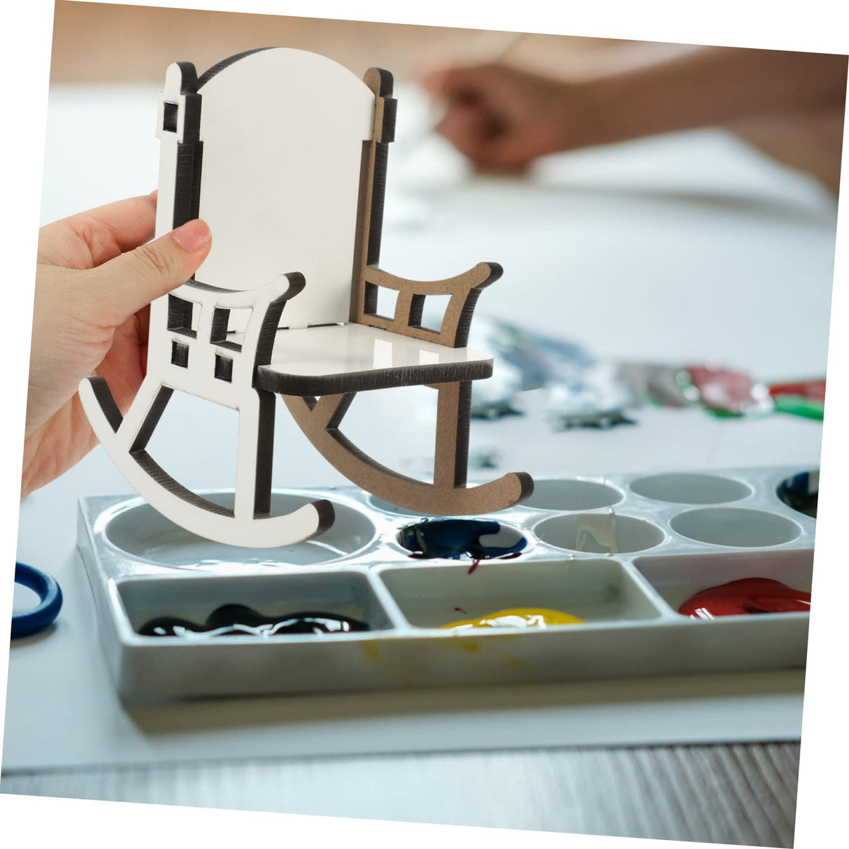 EXCEART 5pcs Office Practice White Embryo DIY Chair Craft Sublimation Craft Sublimation Slate Blanks Table Top Decor Picture Frames Sublimation Decoration Commemorate Table Card Wooden EXCEART