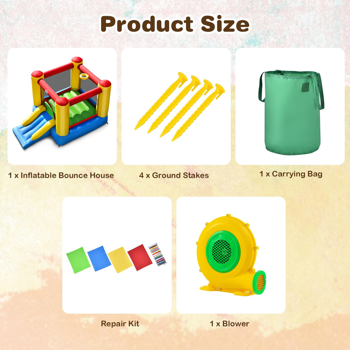 BOUNTECH Inflatable Bounce House, Bouncy House for Kids Indoor Outdoor Party Fun with Heavy Duty Jumping Area, Slide, Portable Toddler Bounce House with 480W Blower Included for Birthday Party Gifts BOUNTECH