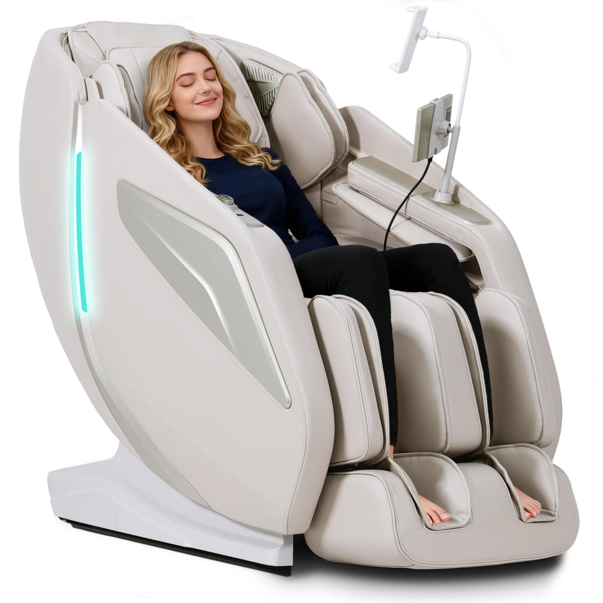 4D Full Body Zero Gravity Massage Chair with 55'' SL-Track & Body Scan - Shiatsu Massage Recliner with Heating & 40 Airbags - Voice Control, Foot Rollers, 15 Auto Modes & 9 Techniques (Beige) RlxwizRevi