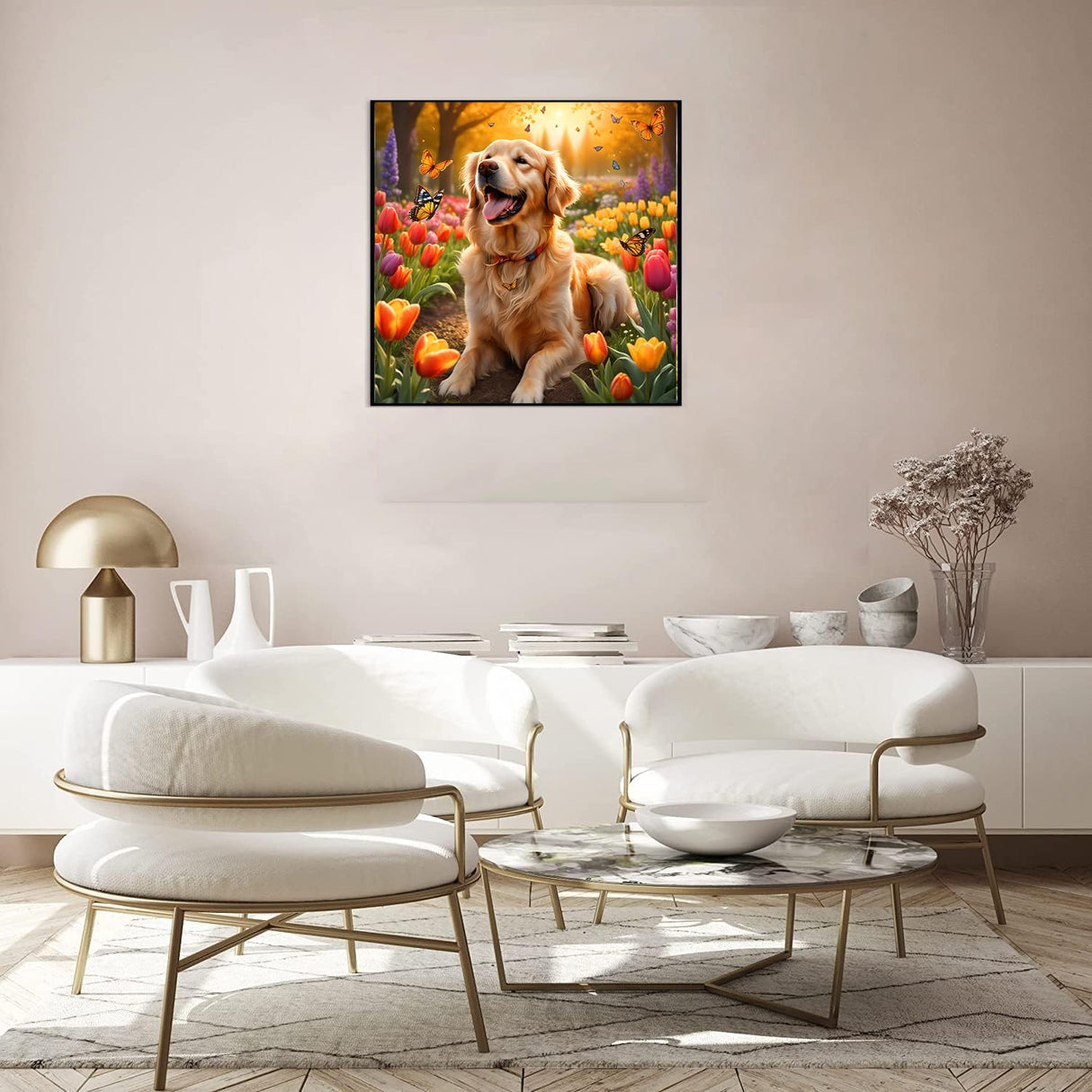 Lophomie Diamond Art Kits for Adults, 5D DIY Dog Diamond Painting Kits for Adults Beginners, Diamond Dots Kits Gem Arts Crafts for Home Wall Decor 14x14 Inch Lophomie