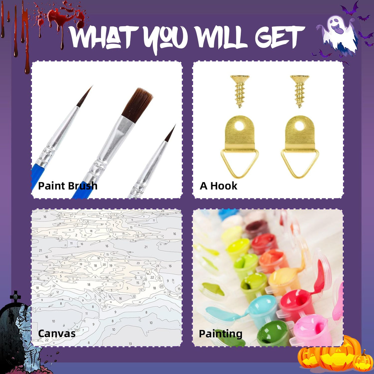 Aestalrcus Halloween Paint by Numbers Kit for Adults, Halloween Witch Paint by Numbers for Adults Beginner, Painting by Numbers Kits, Relaxation Home Wall Decoration and Gifts 16x20inch Aestalrcus