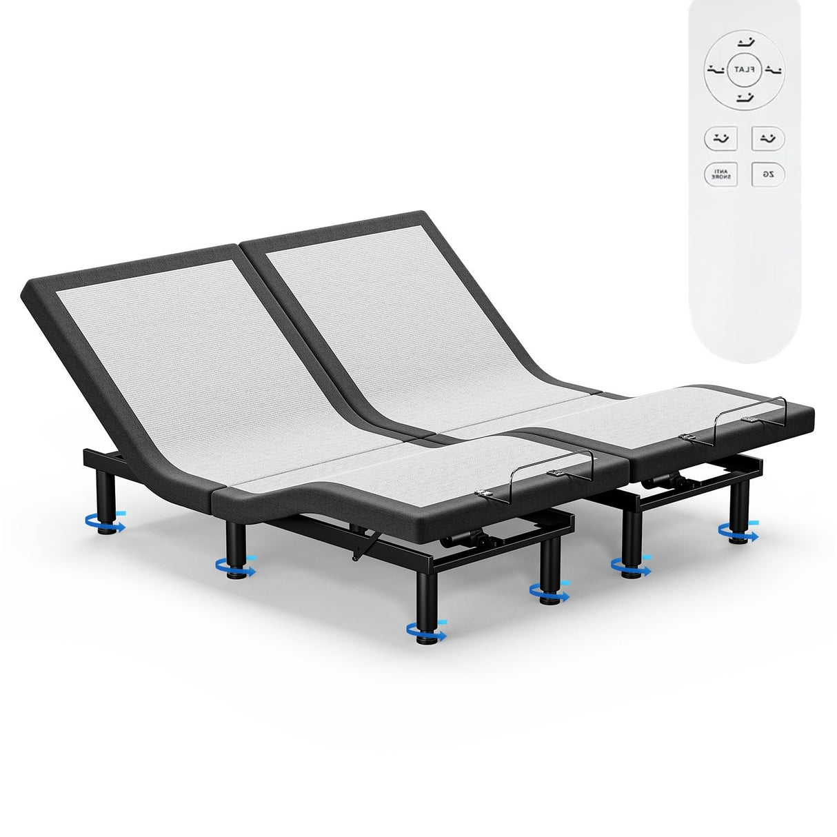 OTDMEL Split King Adjustable Bed Frame with Adjustable Legs, Electric Bed Base Frame with Wireless Remote, Zero Gravity & Anti-Snore, Split King OTDMEL
