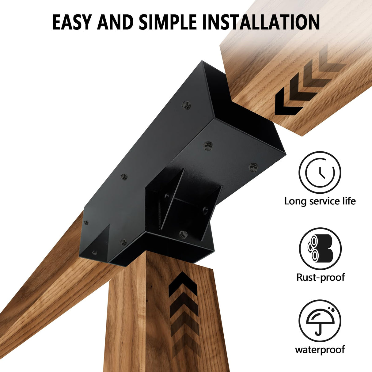 DEVALLEY 3-Way T-Shaped Pergola Brackets Kit,Woodwork Brackets with Screws for 4x4(Actual:3.5"x3.5") Wood Beams for Patio Pergola,Log Cabins,Gazebo W/Hardware (2Pack) DEVALLEY