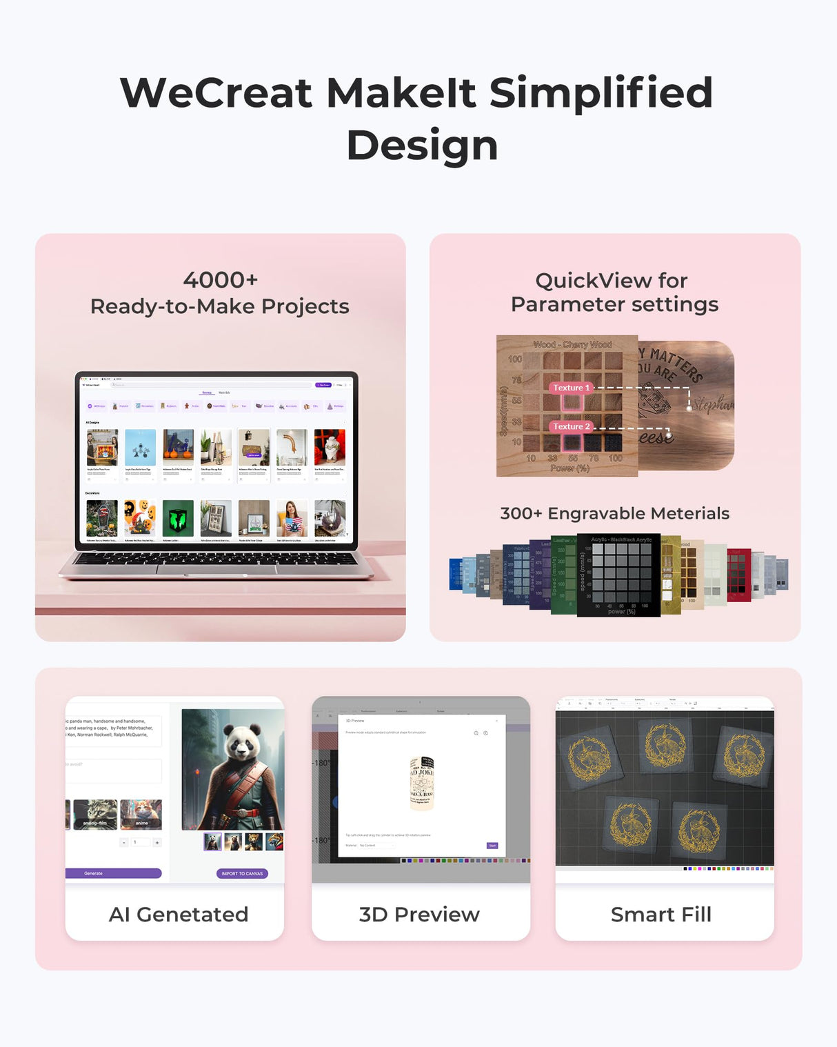 WECREAT Vista 10W Laser Engraving Machine with 9-in 1 Rotary, Smart HD Camera, Compact Diode Desktop Laser Engraver for Beginners DIY Hobbyist Wood Leather Glass Metal Jewelry Gifts Making WECREAT