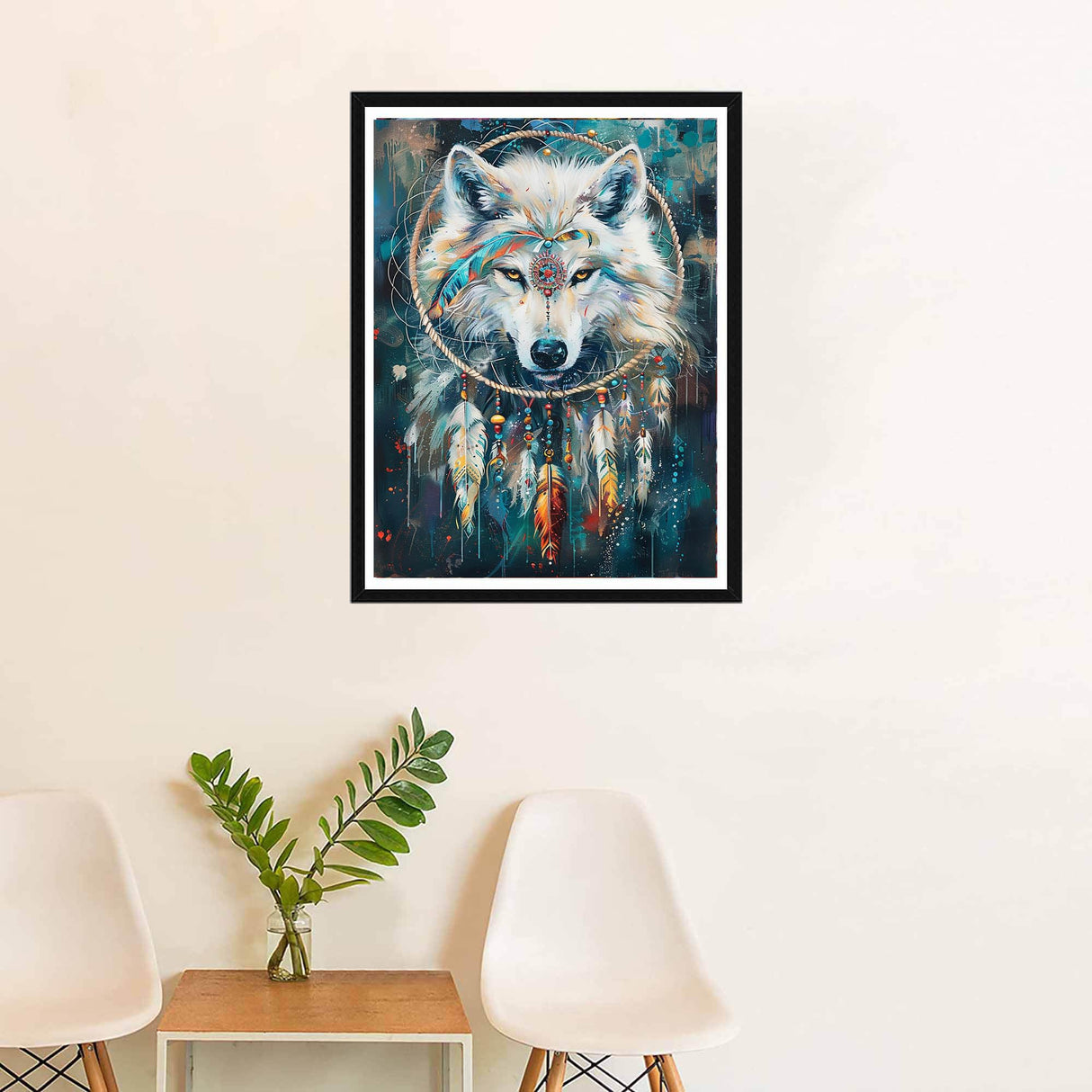 SKRYUIE 5D Wolf Diamond Painting Kits - DIY Diamond Art Kits for Adults Dreamcatcher, Full Round Drill - Crystal Cross Stitch - Adults Craft for Wall & Office Decor - 12x16 Inch q19 SKRYUIE