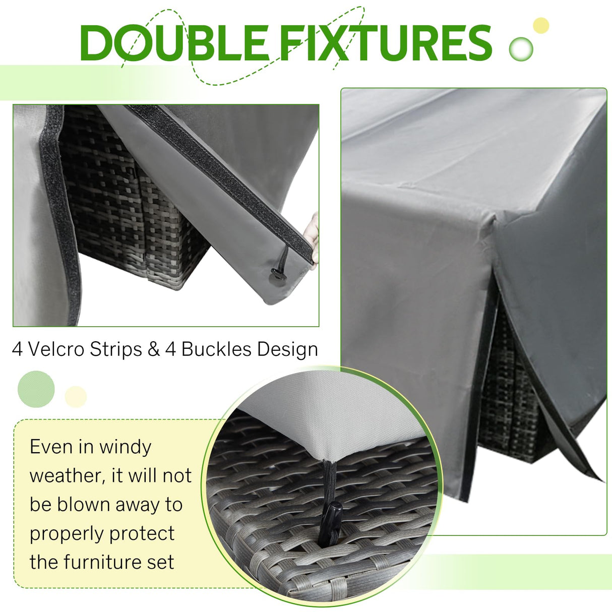 U-MAX Patio Furniture Set Cover, Outdoor Patio Table and Chair Set Covers for Backyard, Waterproof & Large Rectangle Patio Table Cover 90.5"x72.5"x27.5", Grey U-MAX