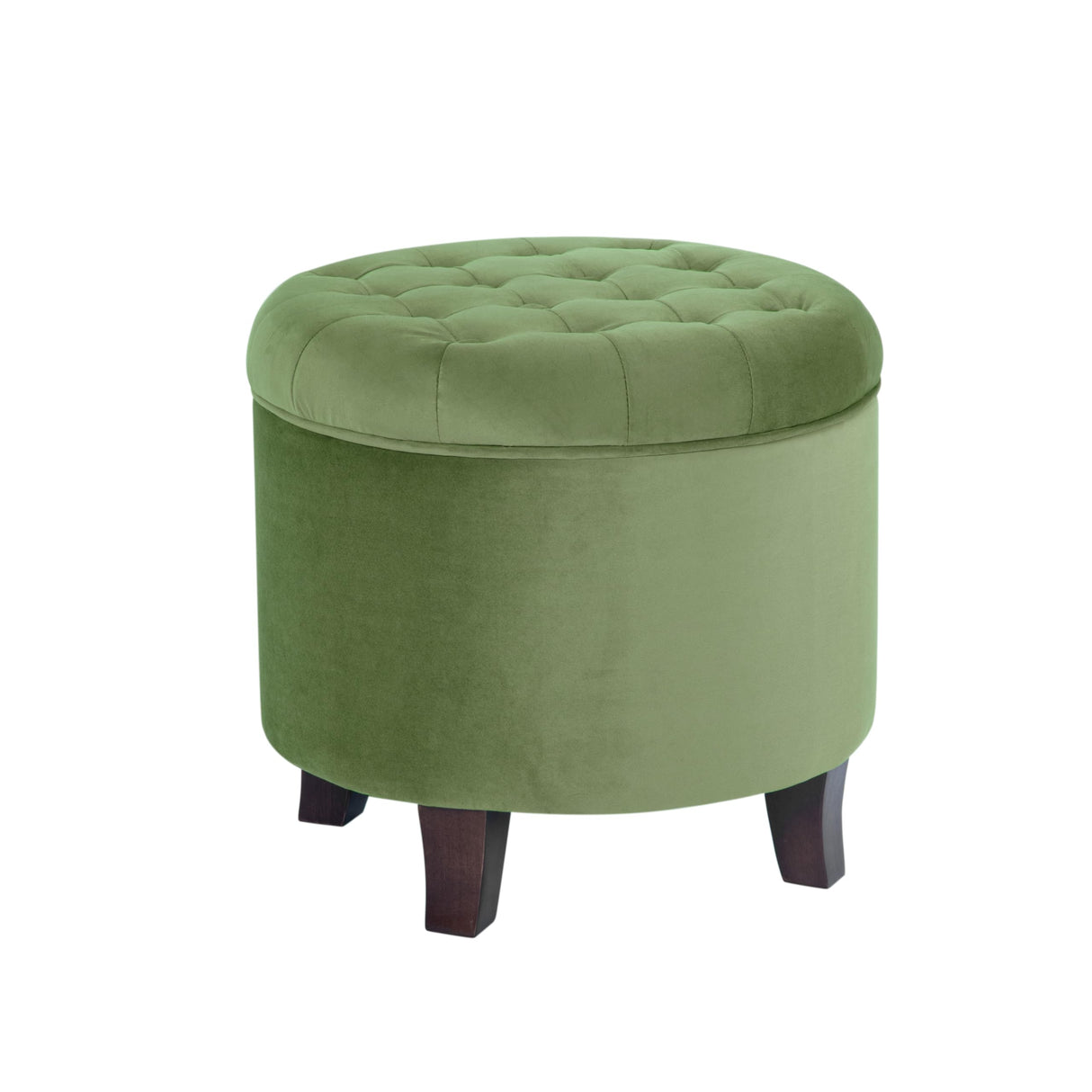 Homepop Home Decor | Upholstered Round Velvet Tufted Foot Rest Ottoman | Ottoman with Storage for Living Room & Bedroom | Decorative Home Furniture, Green HomePop