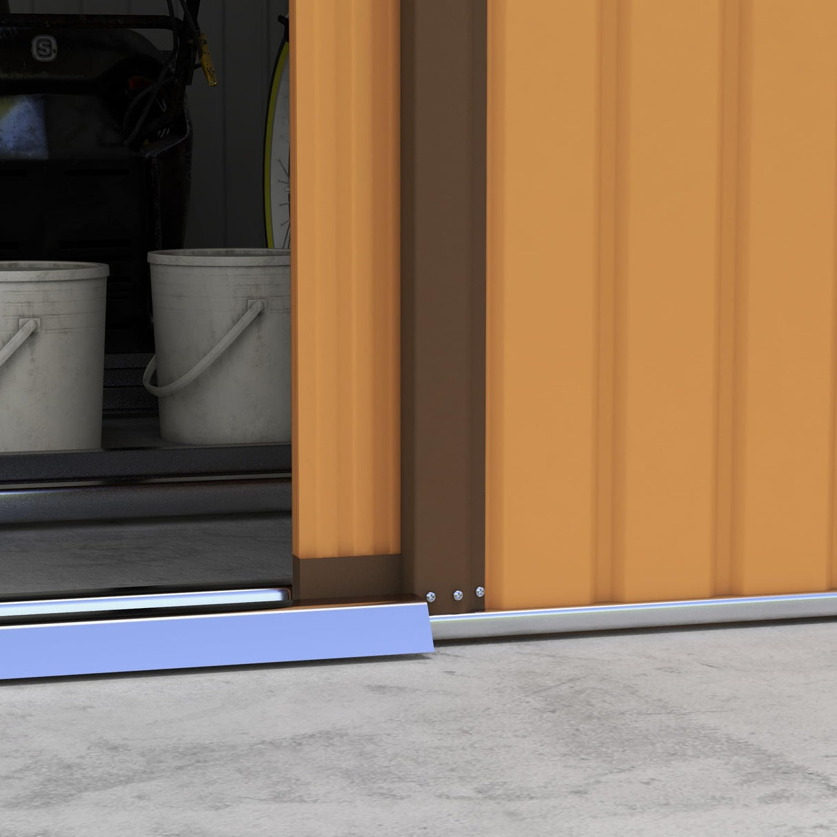 Outsunny 11' x 13' Outdoor Storage Shed, Garden Tool Metal Shed with Foundation Kit, Double Lockable Door, Air Vents and Sloping Roof, for Backyard, Patio, Lawn, Yellow Outsunny