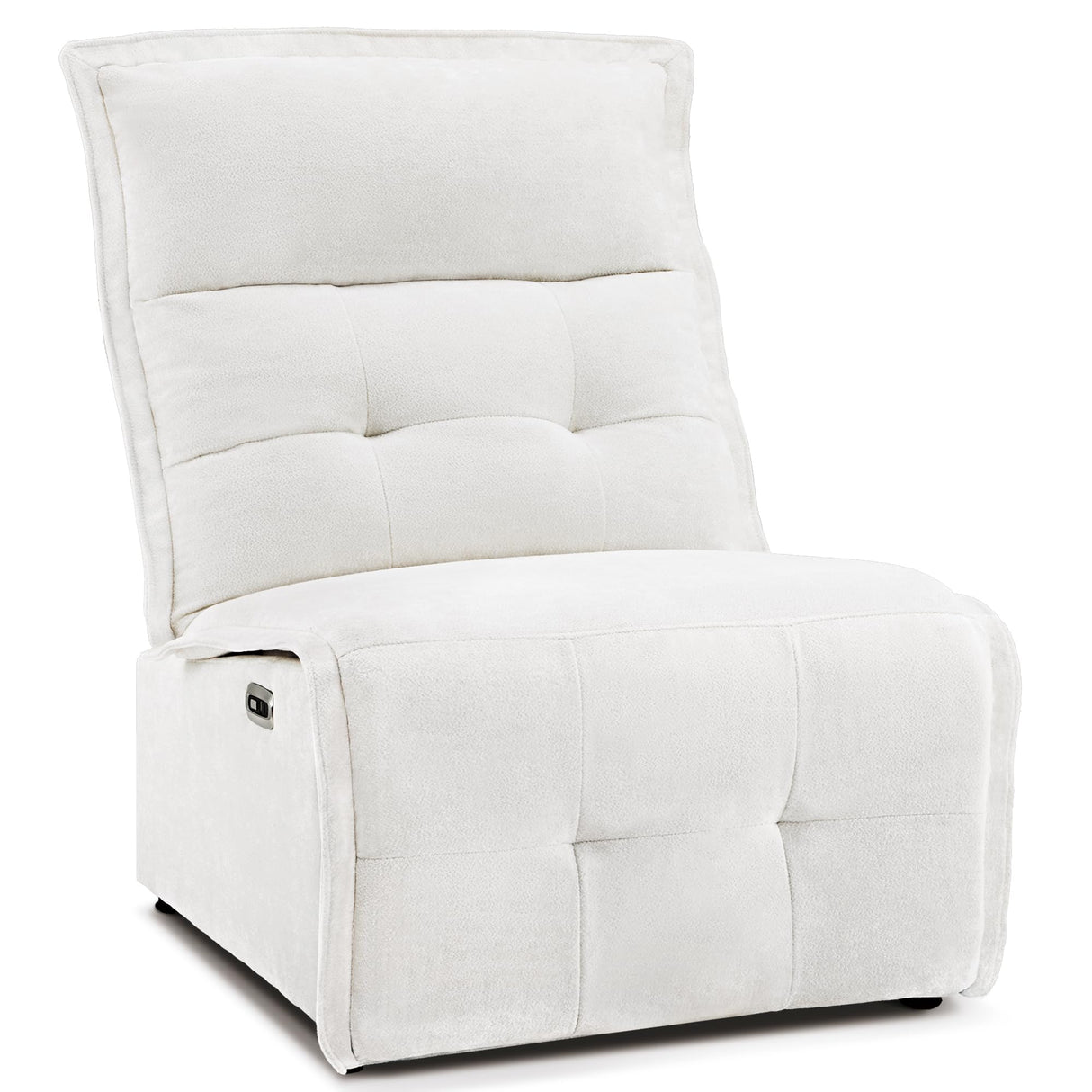 MCombo Wall Hugger Armless Power Recliner Chair with USB Ports, 29.5" Extra Wide Seat, Oversized Fabric Powered Reclining Sofa for Living Room, Small Space, ALR01 (Cream White) MCombo