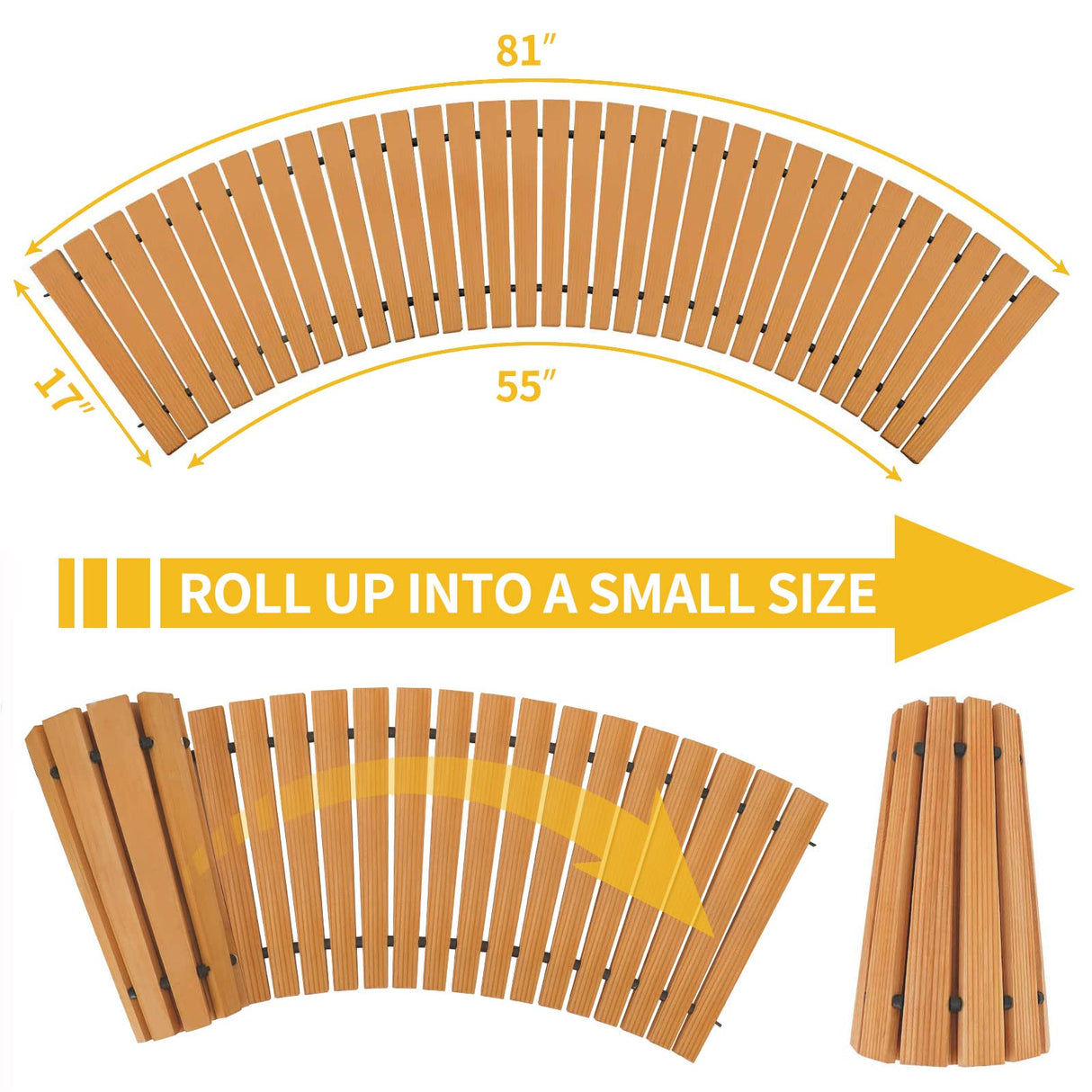 TONAHUTU 6FT Wooden Garden Pathway, Roll Out Wooden Curved Pathway Weather-Resistant Walkway for Outdoor Patios 17" W Roll Out Hardwood Walkway with Non-Slip Surface Wedding Party Pathways (Curved) TONAHUTU