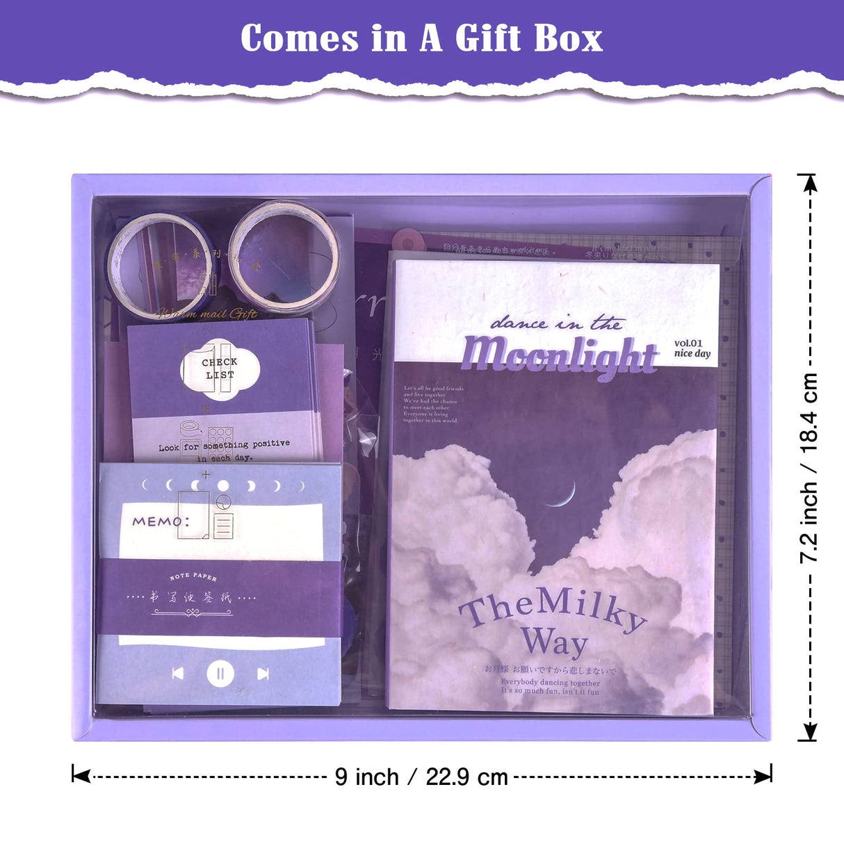 Scrapbooking Supplies Kit, 351pcs Bullet Junk Journal Kit with Journaling Supplies Aesthetic Scrapbook Paper A6 Grid Notebook, Scrapbook Kit, Craft DIY Gift for Adult Teen Girl Kid Women, Moonlight OFFIGIFT