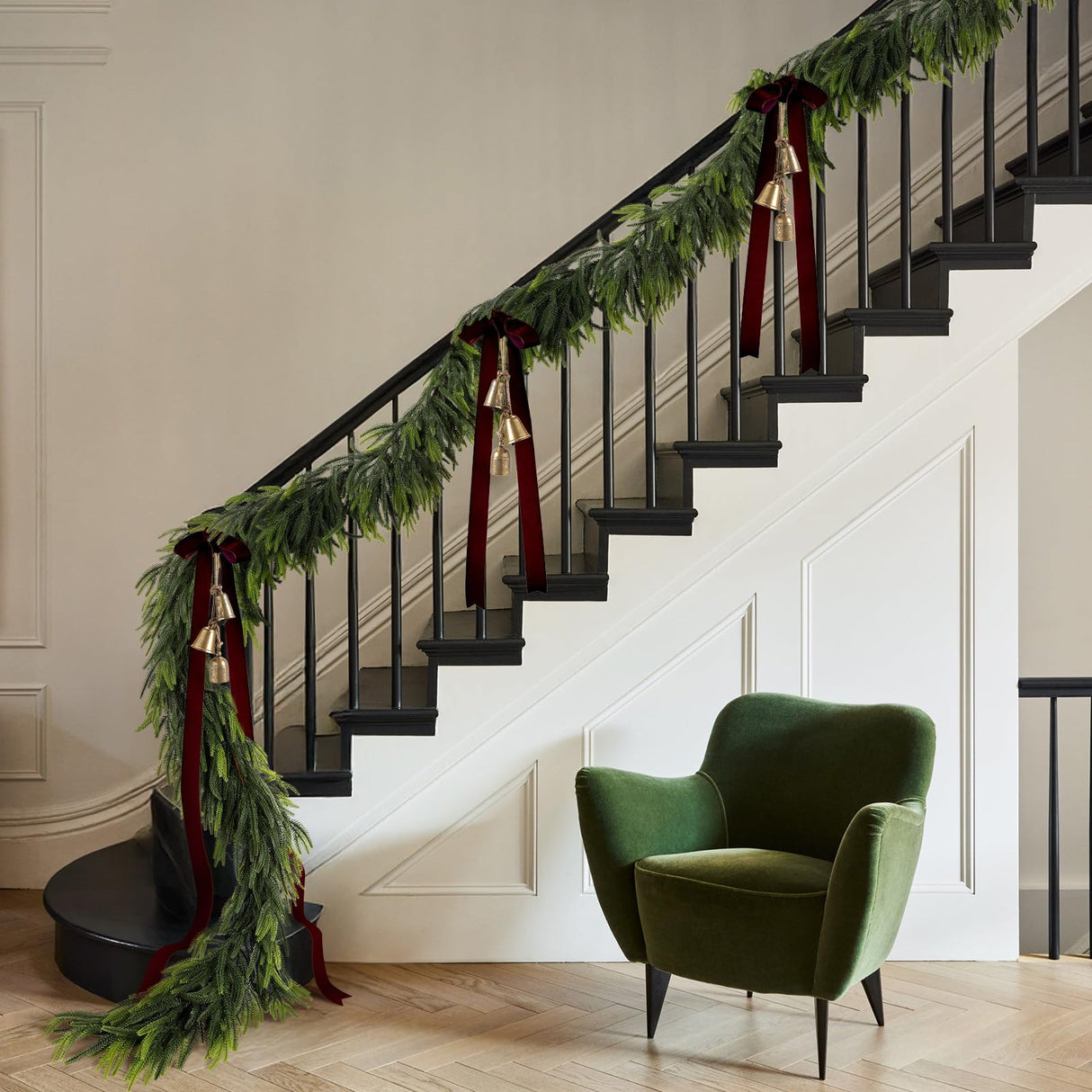 N&T NIETING 9FT Christmas Norfolk Pine Garland Real Touch Pine Artificial Garlands Faux Greenery Garland Winter Christmas Garland for Table Mantle Fireplace Indoor Outdoor Xmas Decorations (1 Pcs) N&T NIETING