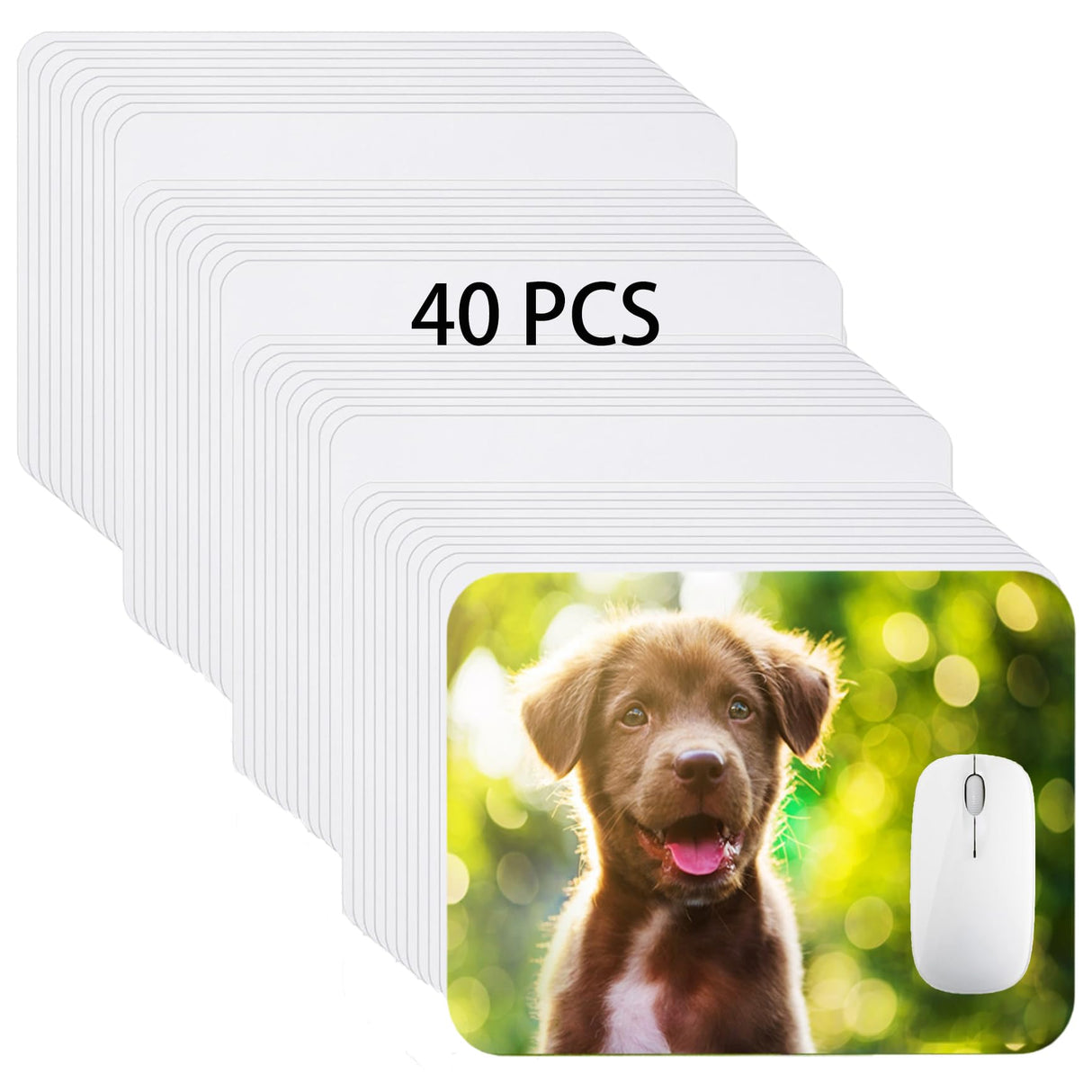Nicunom 40 Pcs Sublimation Mouse Pad Blanks, Heat Press Printing Crafts Mousepads 3mm Thick DIY Custom Mouse Pads Anti-Slip Rubber Mouse Mat for Office Laptop Computer Gaming Nicunom