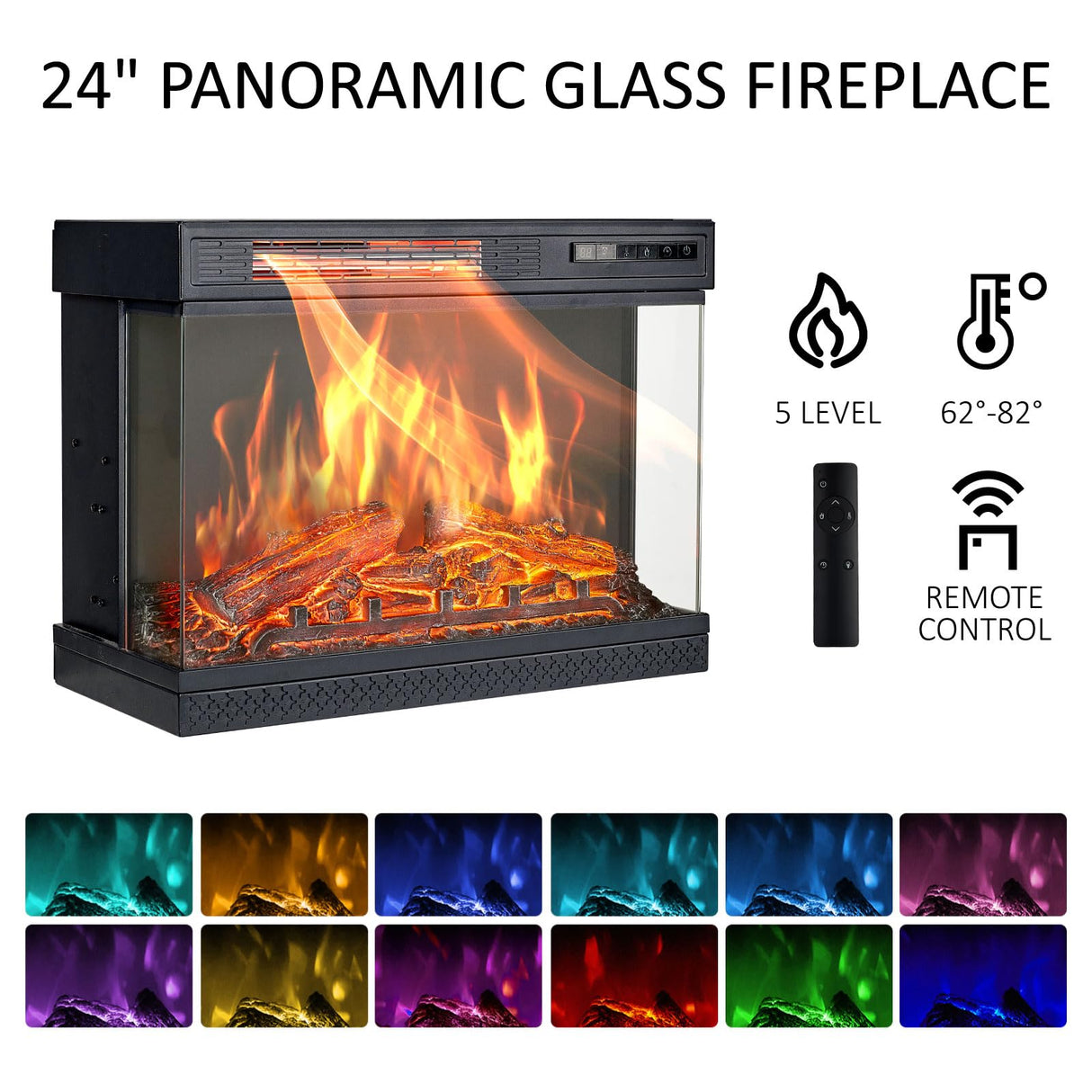 LUXOAK Fireplace TV Stand with 3-Sided Glass Electric Fireplace, 59" Media Entertainment Center with Farmhouse Glass Door Storage Cabinet, TV Console Table for TVs up to 65", Wash Gray LUXOAK