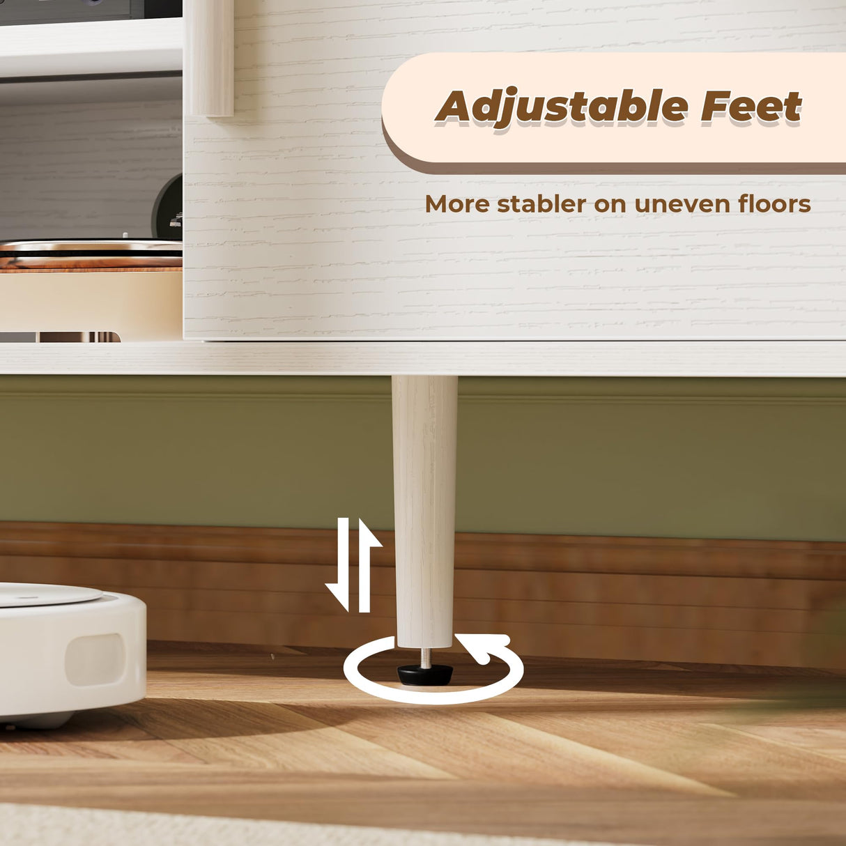 SUPERJARE TV Stand for 55 Inch TV, Entertainment Center with Adjustable Shelf, 2 Cabinets, TV Console Table, Media Console, Solid Wood Feet, Cord Holes, for Living Room, Bedroom, White SUPERJARE