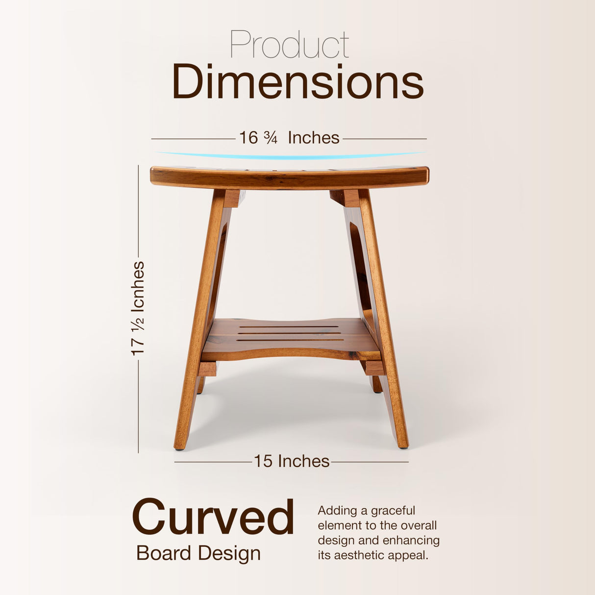 HOLANA 18" Acacia Wood Shower Benches for Inside Shower - Wooden Shower Stool Waterproof for Shaving Legs - Bench Seat with Storage Towel Shelf for Bathroom - Tub Bench Chair Spa Bath (Acacia) HOLANA