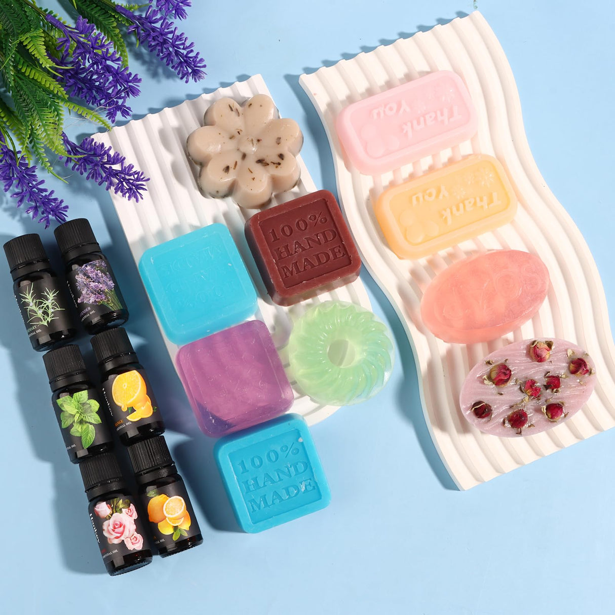 Dewiitine DIY Soap Making Kit, Soap Kit with Soap Mold Melt and Pour Soap Base Fragrances Dried Flowers Glitter Soap Colorant DIY Craft Kit for Adults Beginners Dewiitine