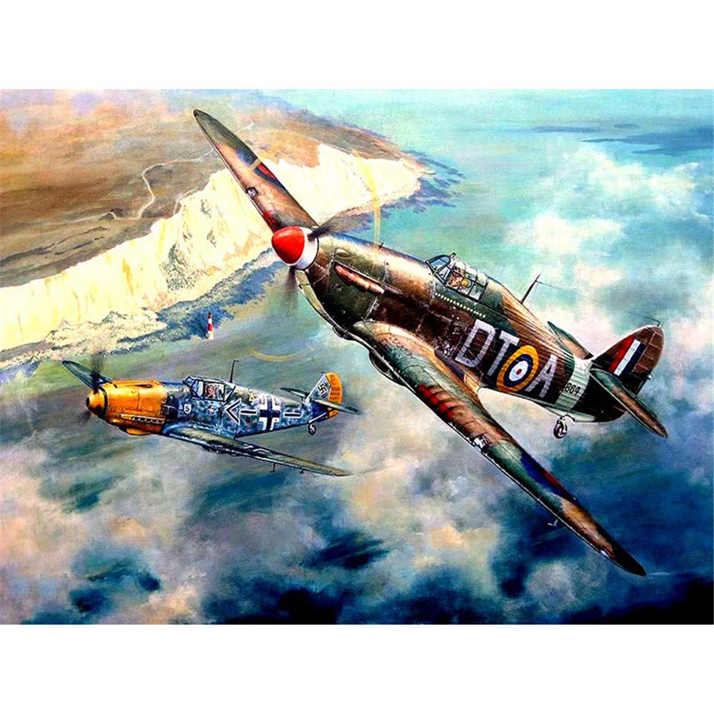 Paint by Number Acrylic Kit On Canvas for Adults Beginner - Retro Airplane,16X20 Inch MOJIU