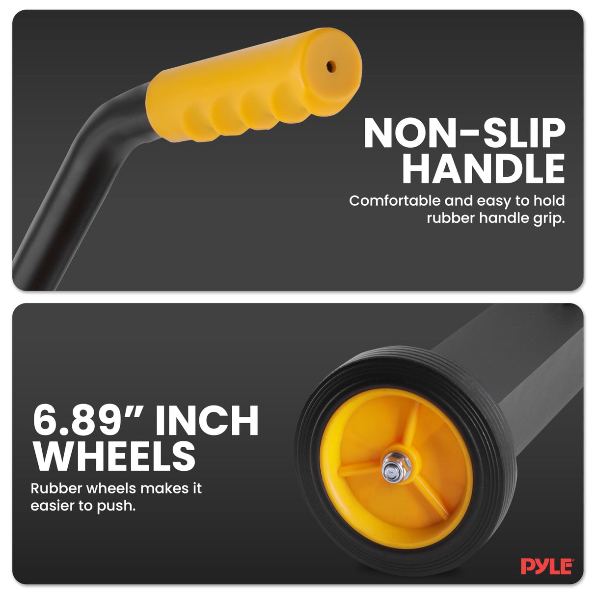 Pyle 24” Rolling Magnetic Sweeper with Adjustable Handle - Strong and Durable Metal Construction, Heavy-Duty Cleaning, Metal Pickup for Industrial and Commercial Use (Black and Orange) Pyle