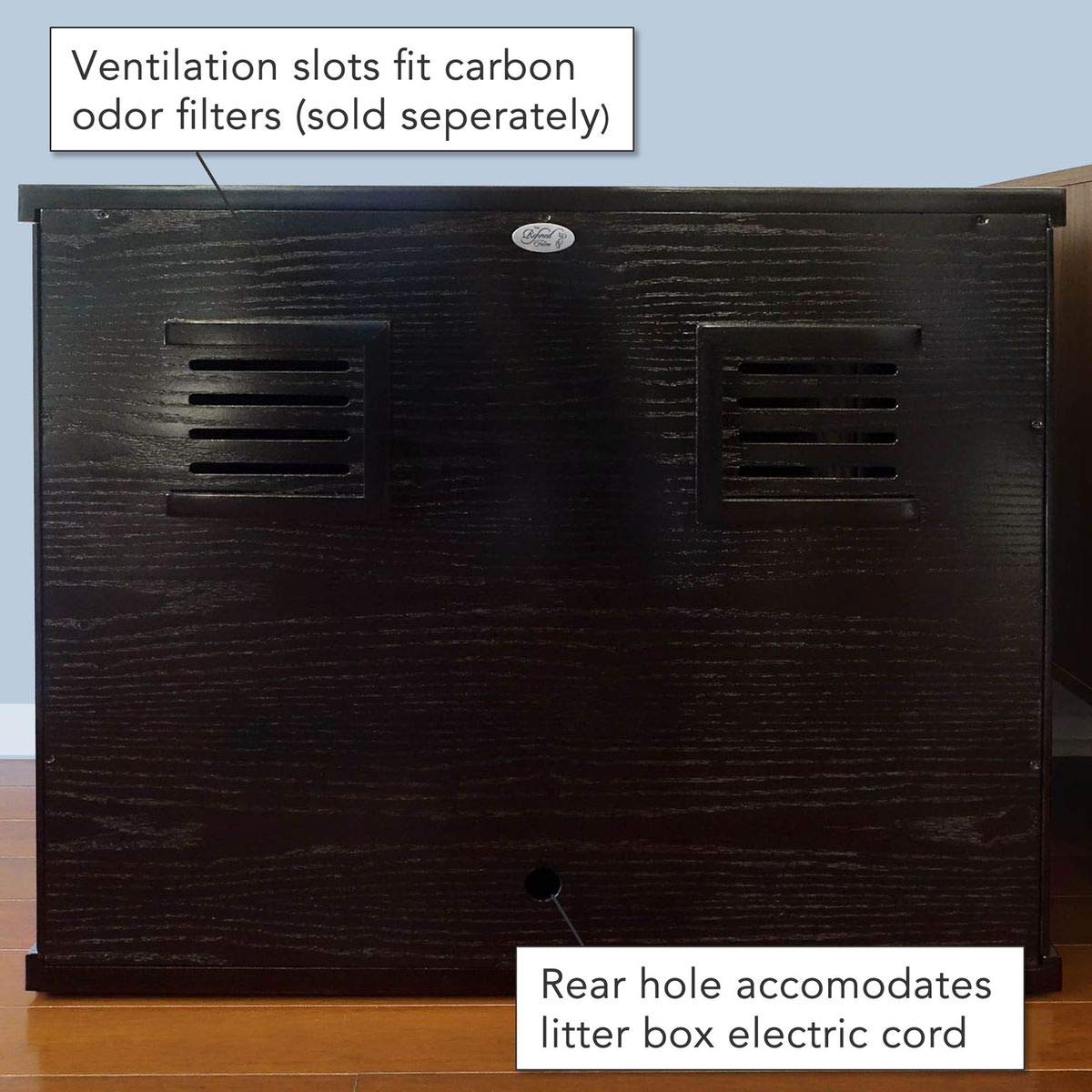 THE REFINED FELINE Cat Litter Box Enclosure Cabinet, Modern, Black Espresso, Tapered Feet, XLarge, Hidden Litter Cat Furniture with Drawer THE REFINED FELINE