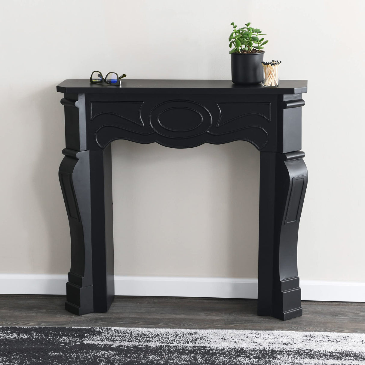 Creative Co-Op Victorian Fireplace Mantel, Black Creative Co-Op