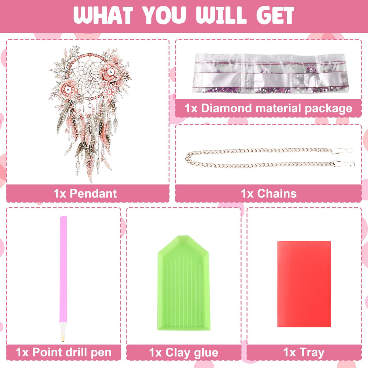 NAIMOER DIY Hanging Diamond Art Kits for Adults, Pink Dream Catcher Diamond Painting Kits, Special Shaped Rhinestone, Acrylic 5D Gem Art Craft Window Pendants Home Garden Wall Hanging Ornament Kits NAIMOER