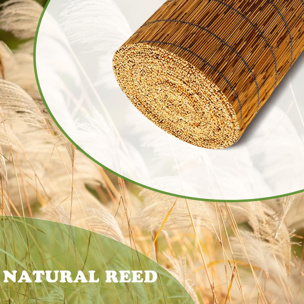 TOOKNIN 1 Pack Natural Reed Fence,5.5FT X 16.4FT Bamboo Fencing Privacy Reed Screening for Outdoor, Gallery, Restaurant, Hotel, Patio (Brown) TOOKNIN