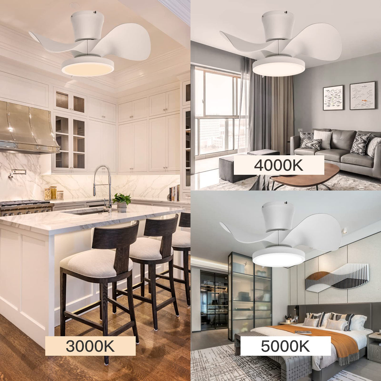 ocioc Quiet Ceiling Fan with LED Light 22 inch Large Air Volume Remote Control for Kitchen Bedroom Dining Room Patio ocioc