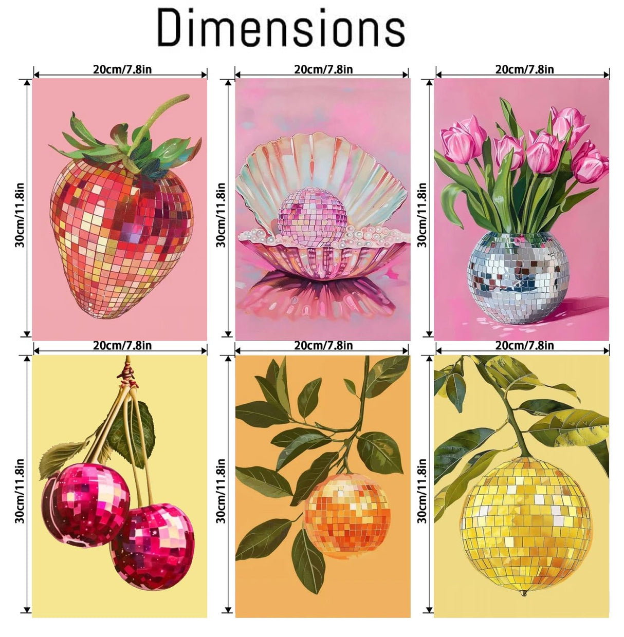 6P Disco Ball Paint by Numbers Kit for Adults, DIY Fruit Adult's Paint by Numbers on Canvas, Easy Acrylic Watercolor Oil Painting by Number Without Frame(8x12 in) Clendo