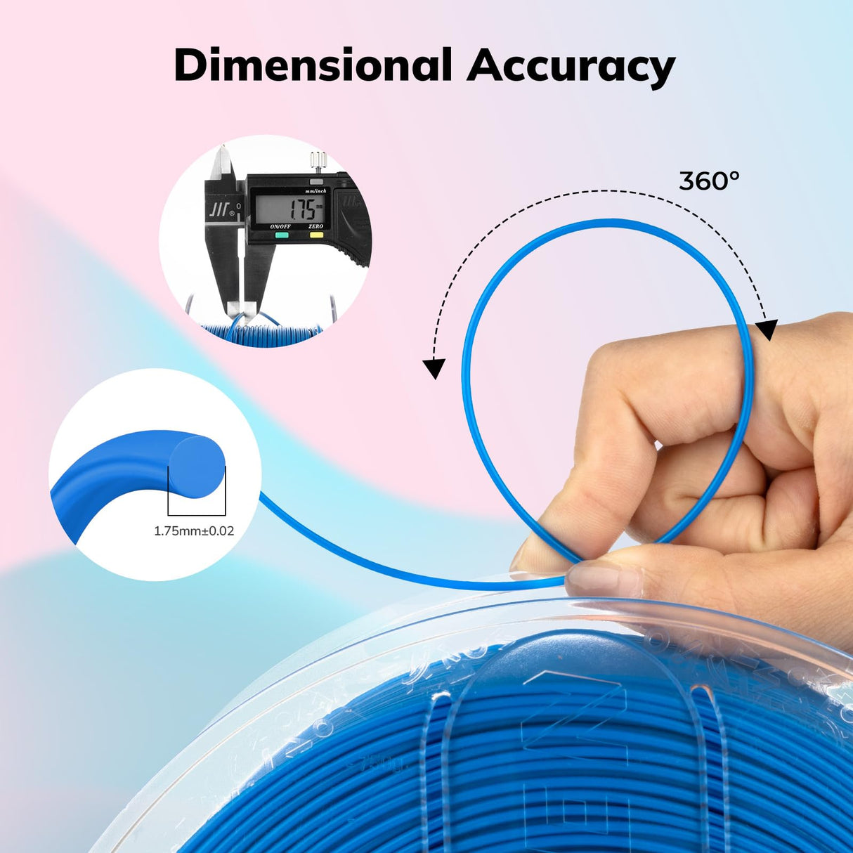 AMOLEN Rapid PETG Basic 3D Printer Filament High Speed PETG 1.75mm Dimension Accuracy +/-0.02mm 500mm/s High Speed Strong Toughness 1KG/2.2lb Dark Blue AMOLEN