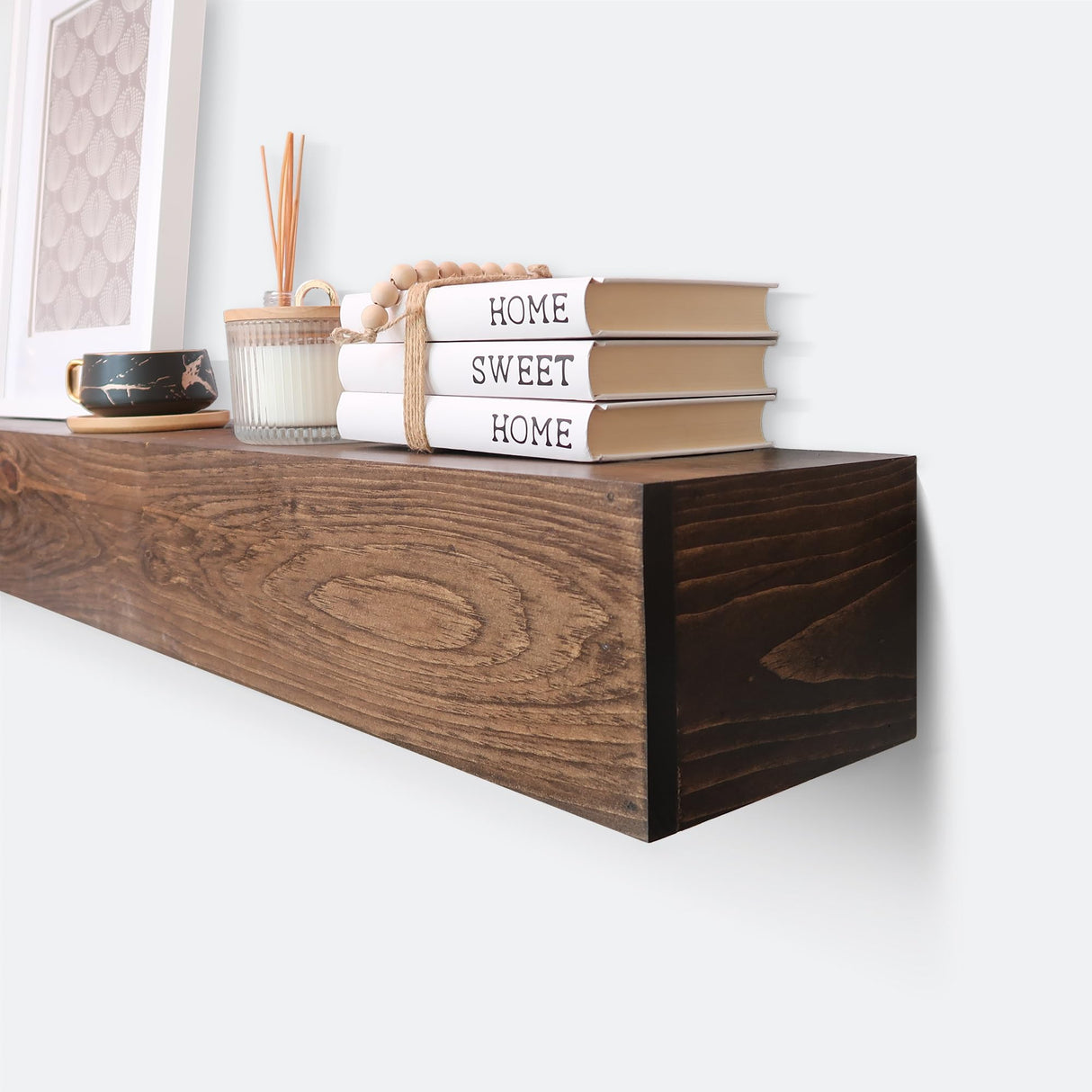 Urbandi Modern Fireplace Mantel, Contemporary, Floating Mantle, Shelf, Hand Crafted, (Dark Brown, 48Lx6Hx8D) Urbandi