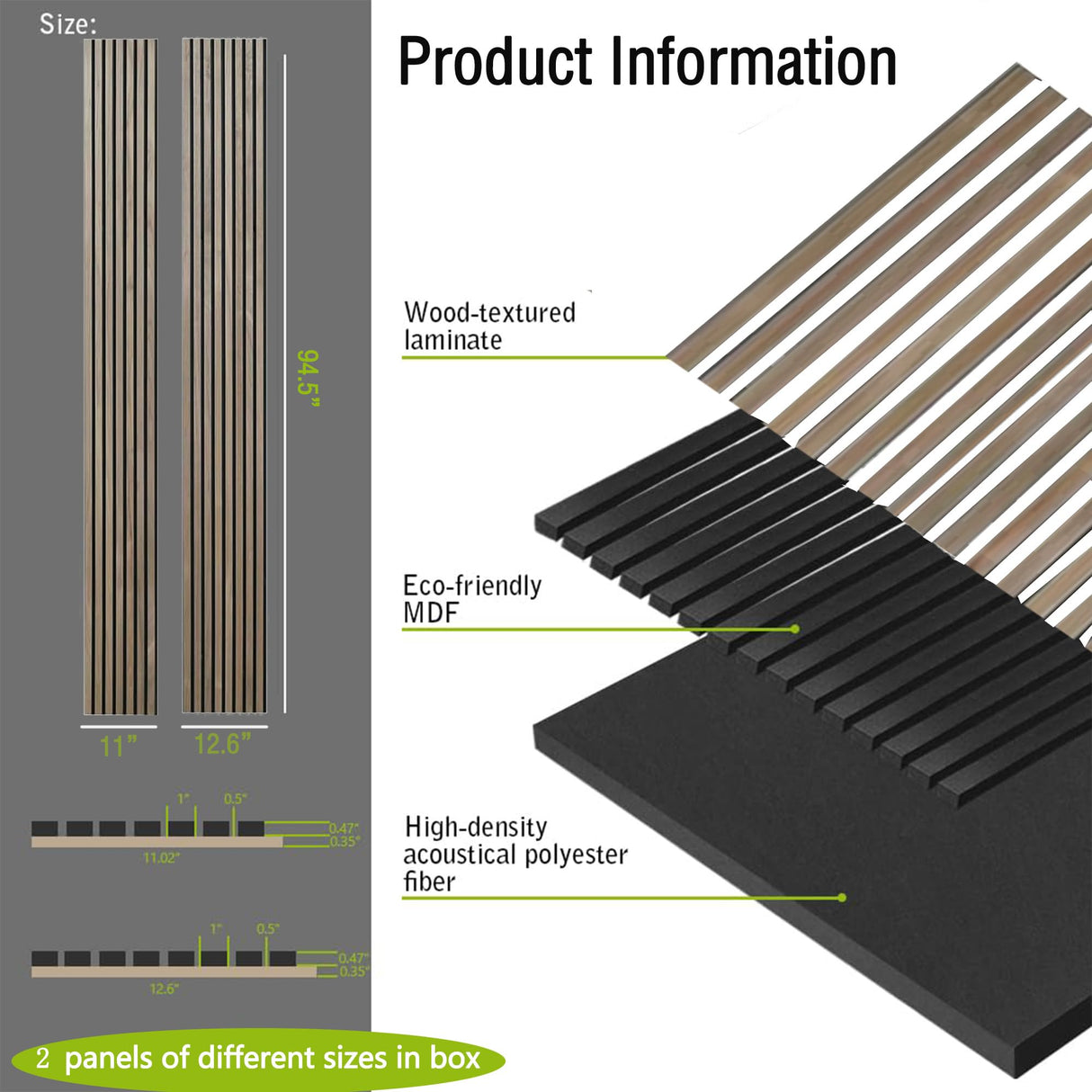 Acoustic 3D Panels for Interior Wall and Ceiling Decor, Soundproof Wood Accent Slat Fluted Noise Absorbing Panels Decorative for Bathroom, Bedroom,Genuine Walnut Wood Veneer, 94.5" X 23.6" Each Box Kieacia