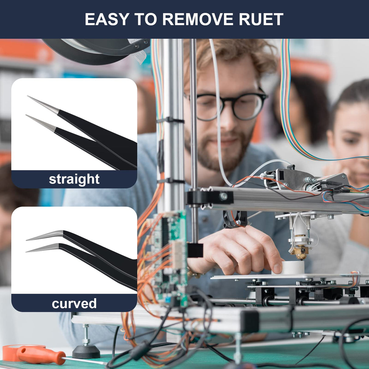 Complete 26-Piece 3D Printer Nozzle Wrench Maintenance Kit: Includes 20 Cleaning Pins with Storage Box, 2 Tweezers, 2 Copper Wire Brushes, 2 L-Shaped Wrench Tools for Optimal 3D Printing Performance KuanStore